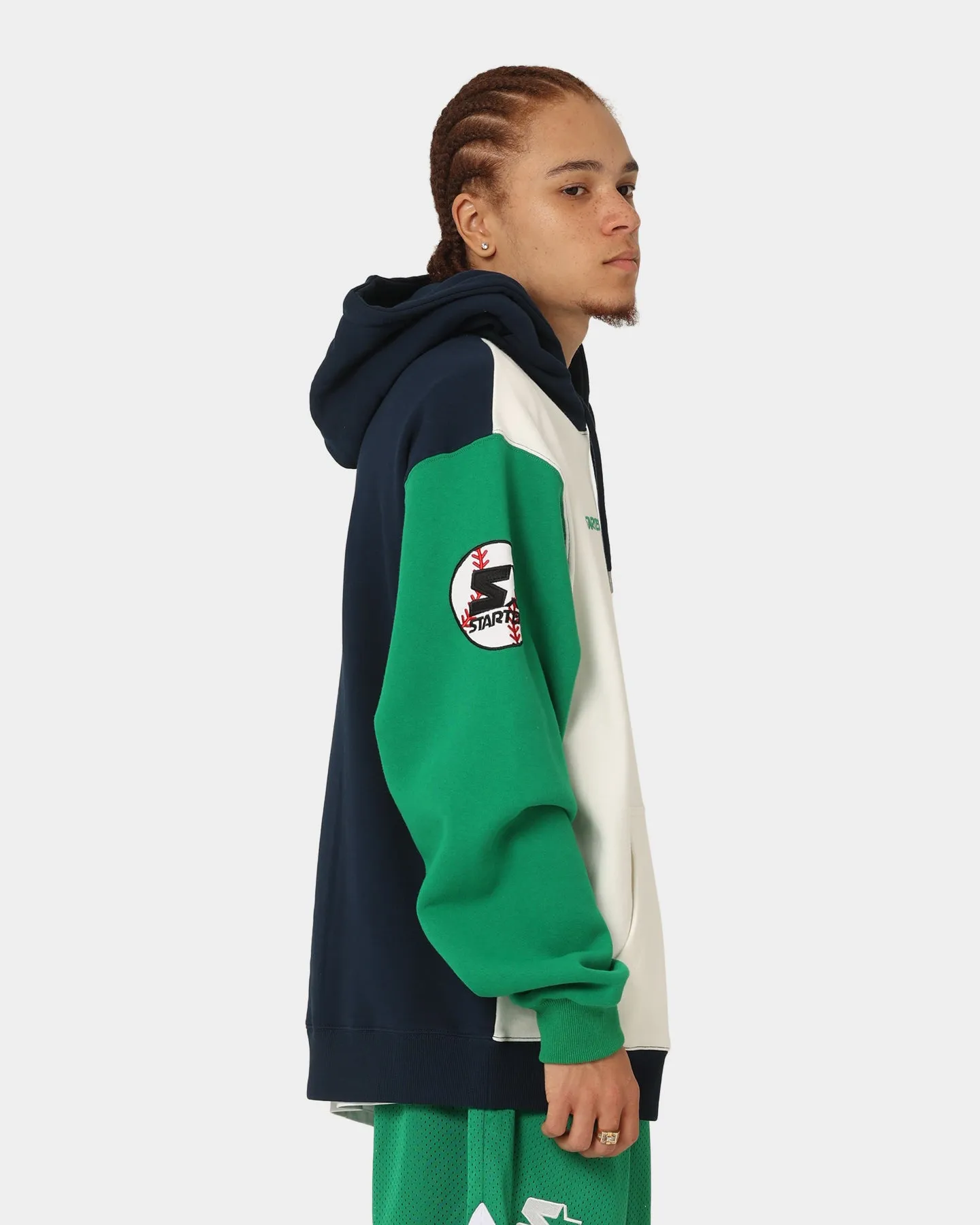 Starter Athletic Panel Hoodie Navy/Green Summer Wear