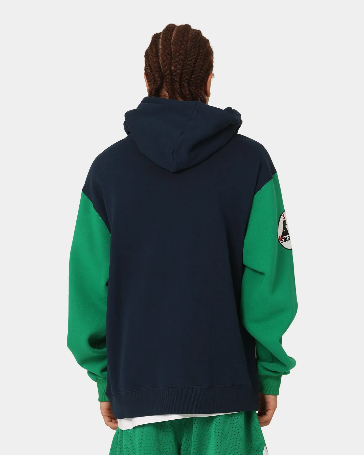 Starter Athletic Panel Hoodie Navy/Green Draw ConvertibleCollar