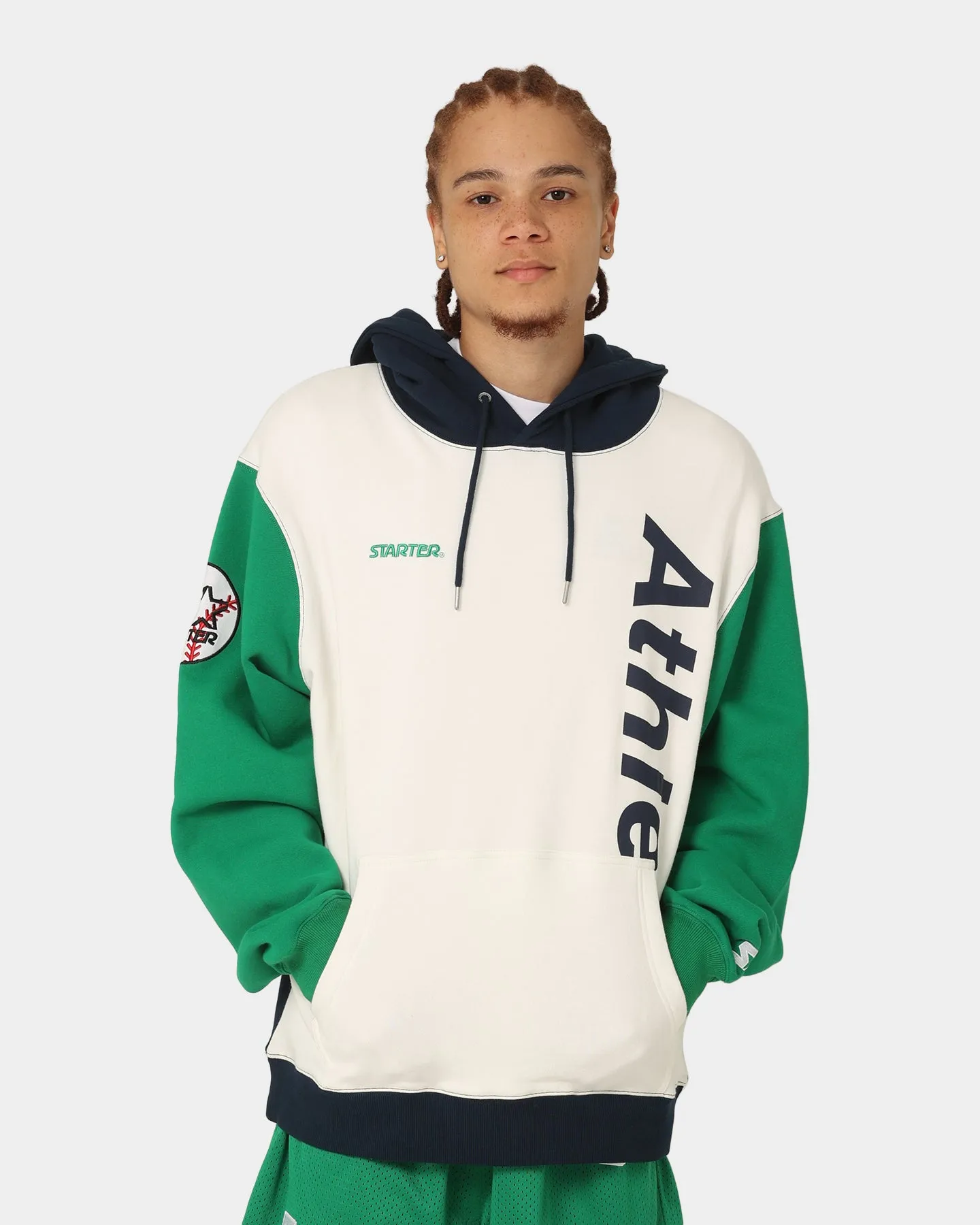 Starter Athletic Panel Hoodie Navy/Green suitable for sports games