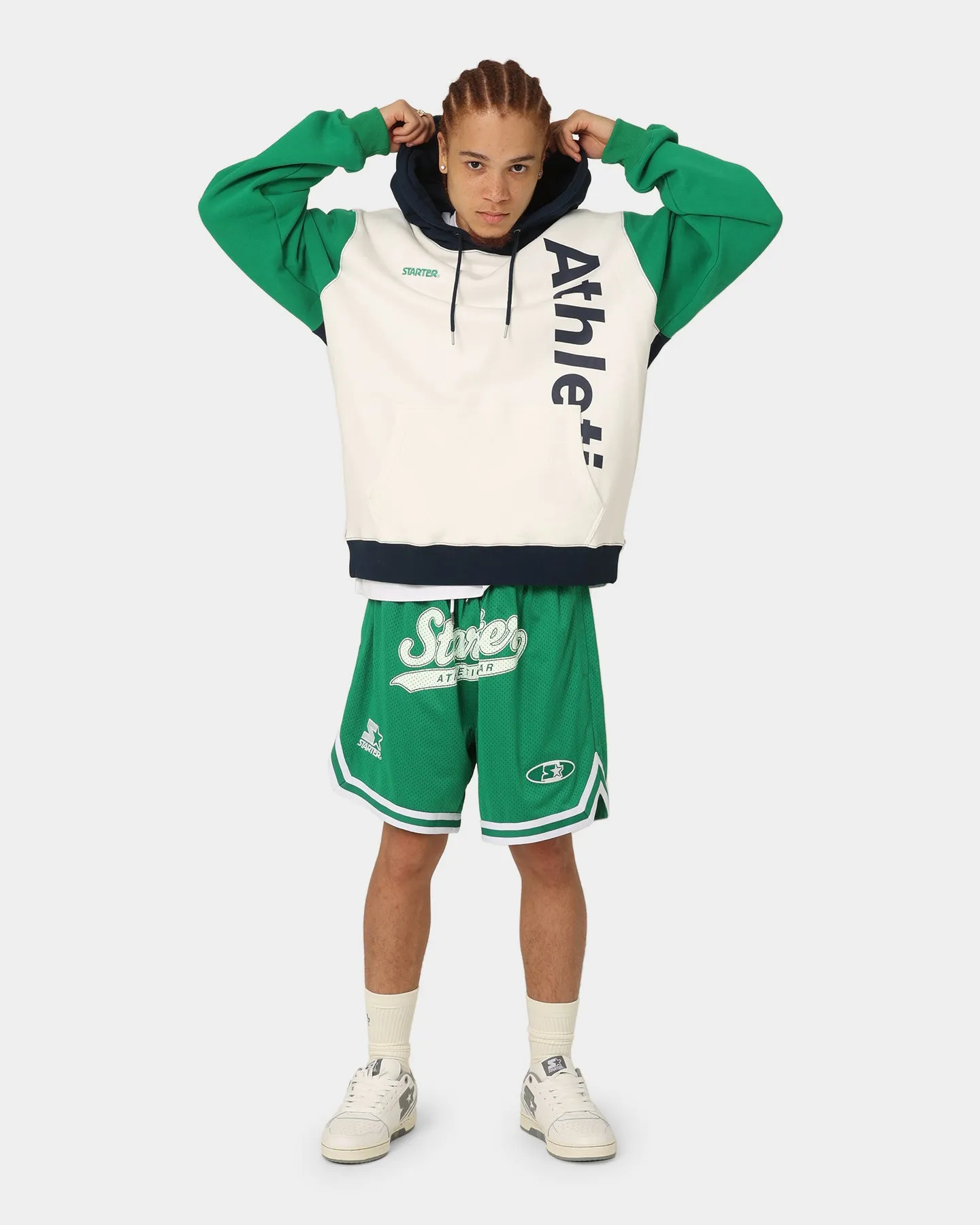 Starter Athletic Panel Hoodie Navy/Green Thermolite Insulation
