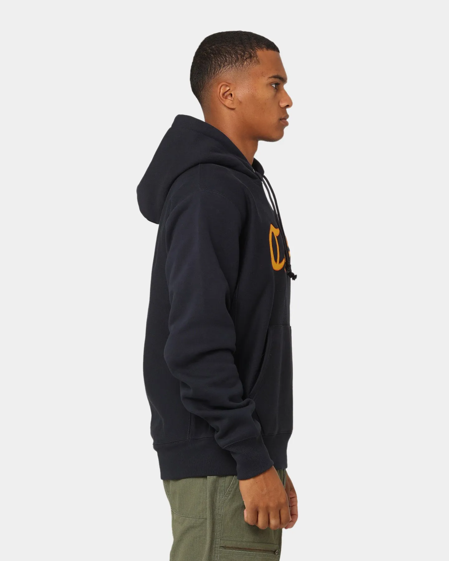 Warm and Practical Champion Script Hoodie Navy