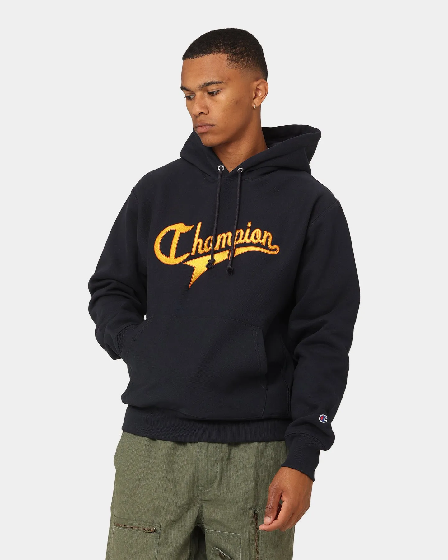WeightDispersing Padding backpack Champion Script Hoodie Navy