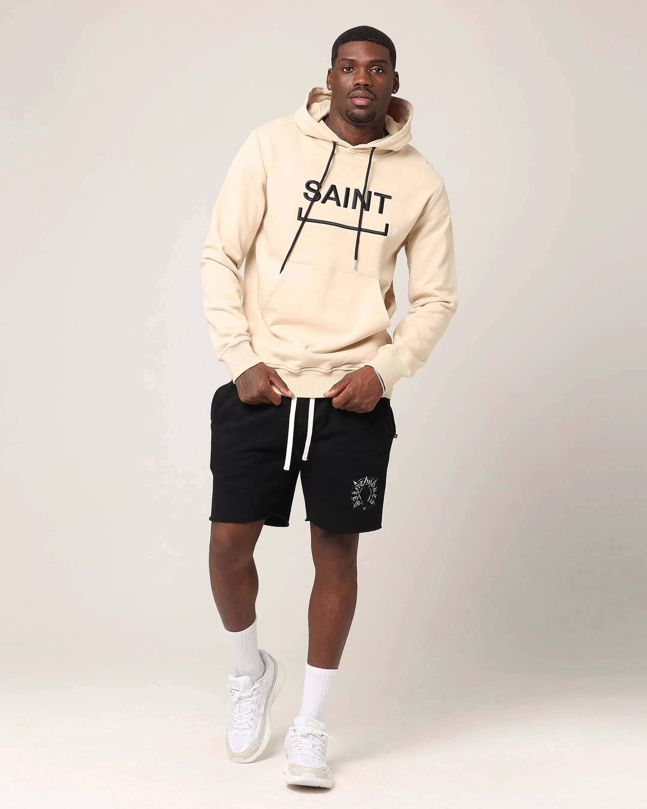 Street Fashion Bohemian Saint Morta Men's Trophies New Age Hoodie Stone/Black