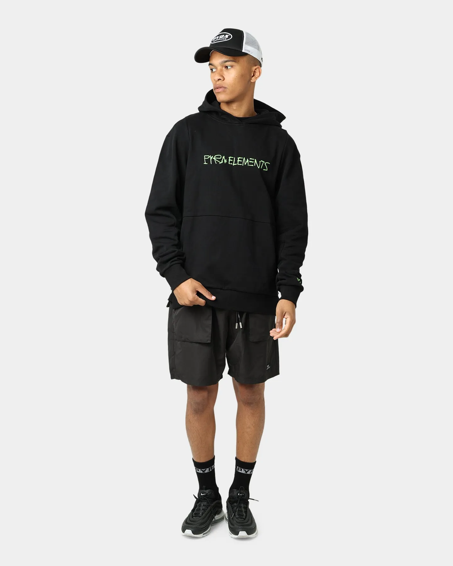 Adjustable Drawstring Waist Pyra Engineer Hoodie Black/Green