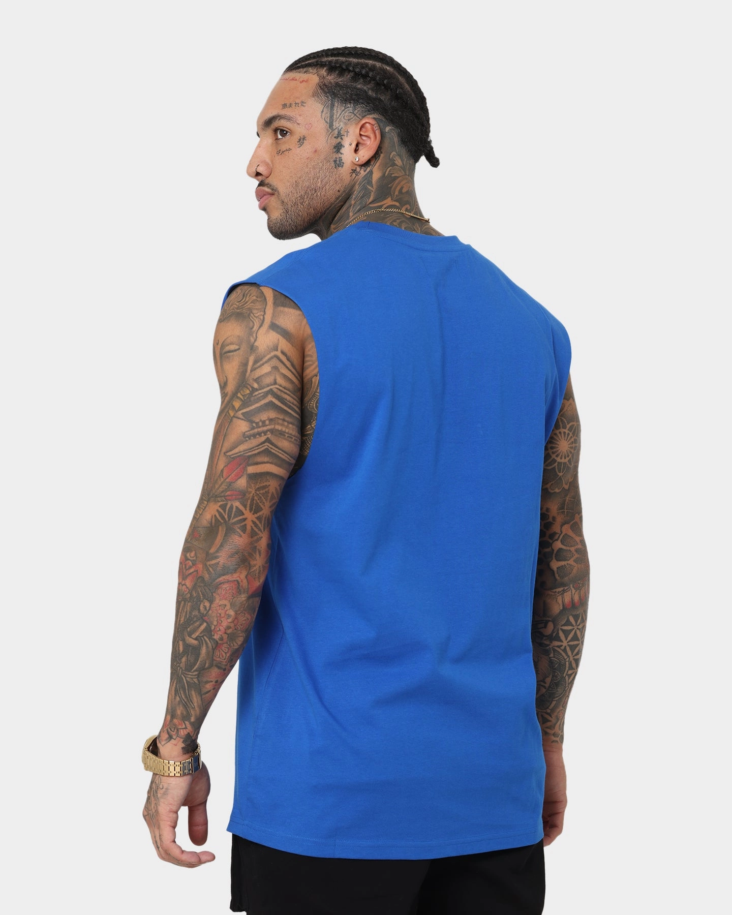 Saint Morta Graveyard Oversized Muscle T-Shirt Royal/Gold Sublimation Printed Collar Weekend Fashion