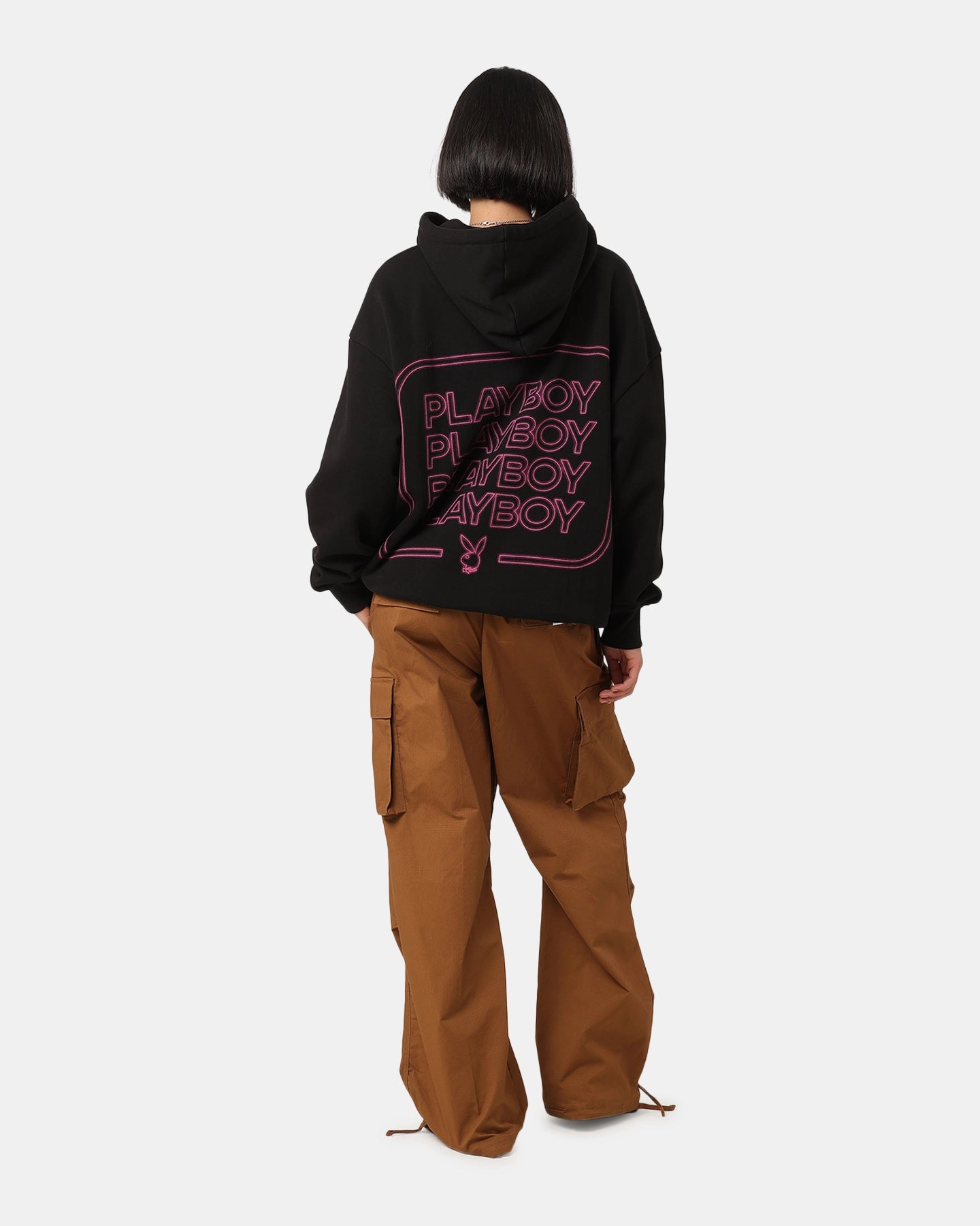 Street Cool Playboy Neon Stack Hoodie Black/Pink