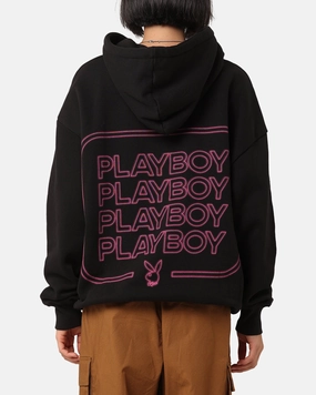 Playboy Neon Stack Hoodie Black/Pink Prayer Packable Feature