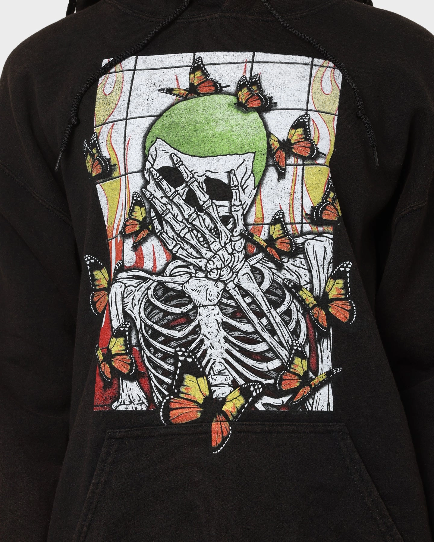 Collaborate Socks Goat Crew Green Skeleton Hoodie Black Wash