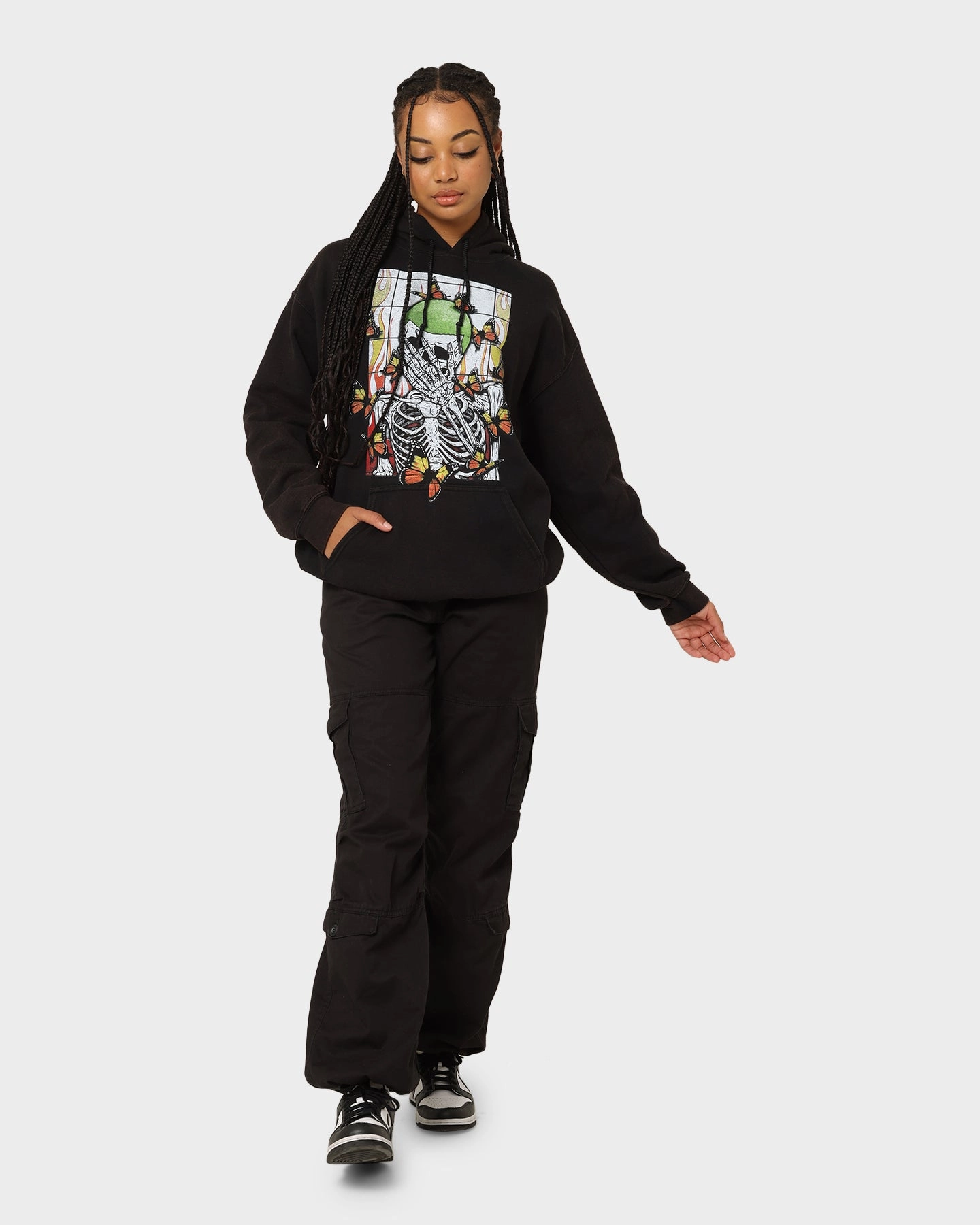 Goat Crew Green Skeleton Hoodie Black Wash Functional Layer