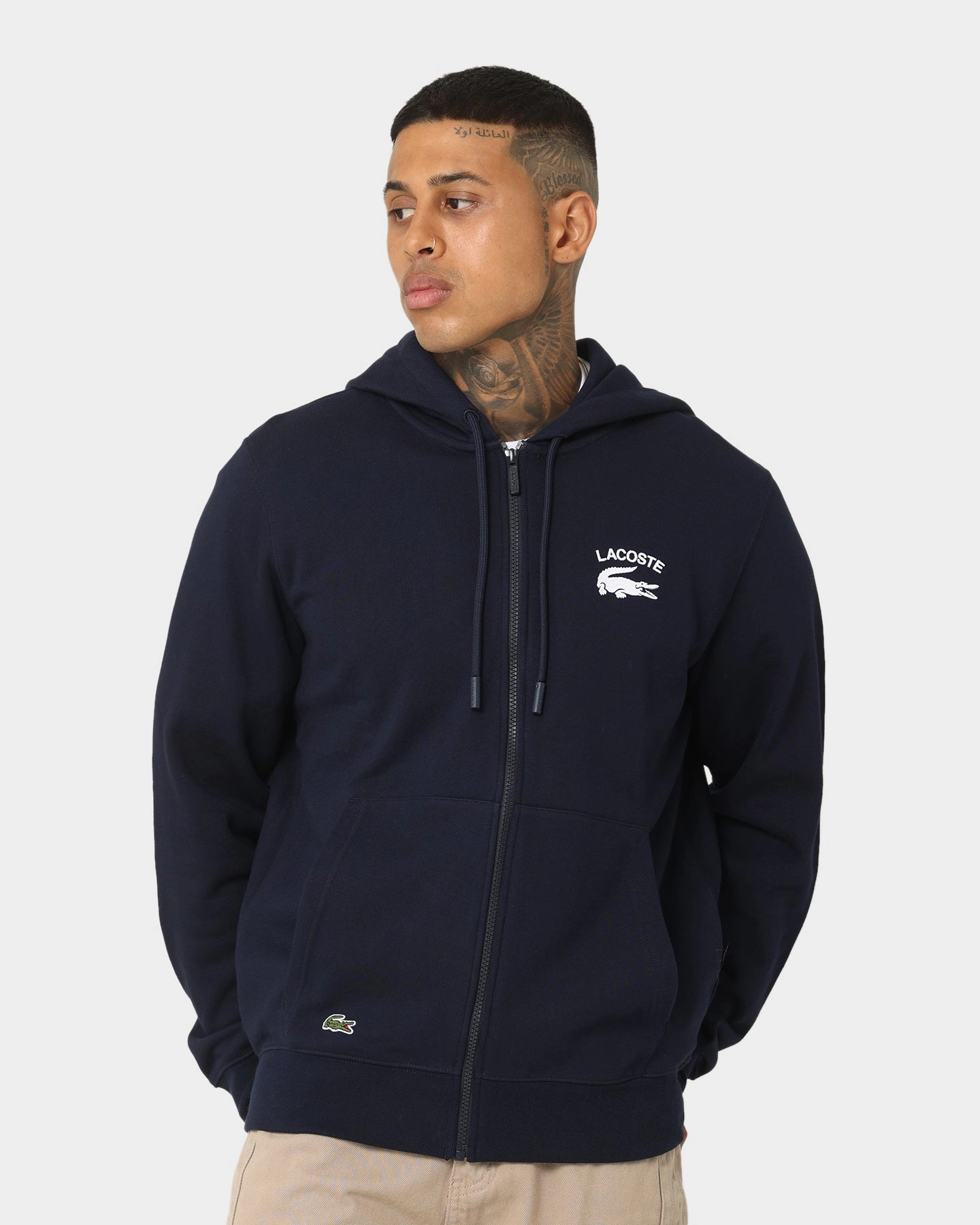 Lacoste Soft Branding Zip-front Sweater Navy Packable Feature