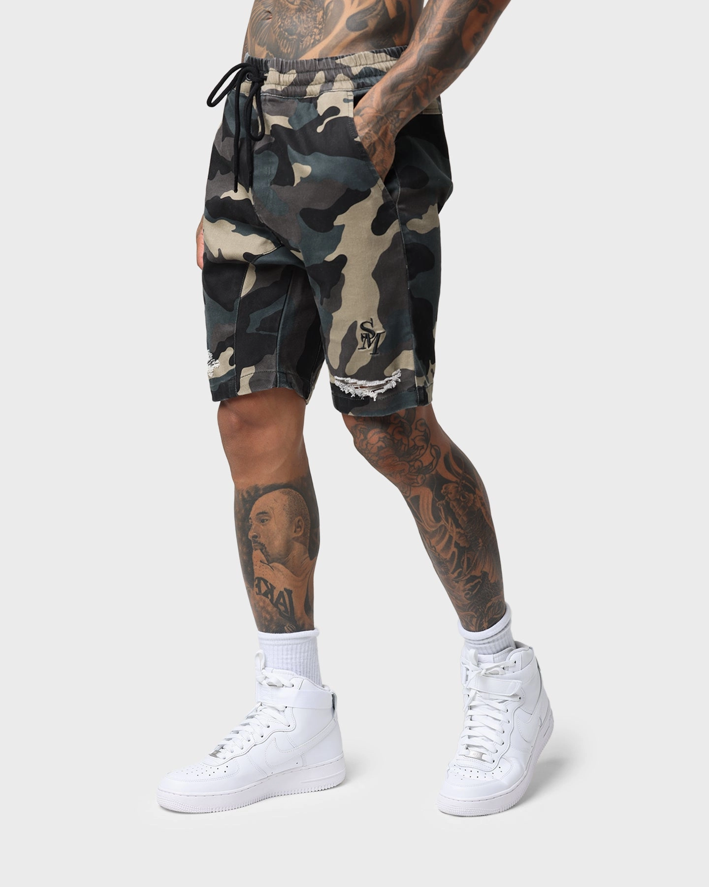silk blend Saint Morta Annex Camo Shorts Woodland Camo