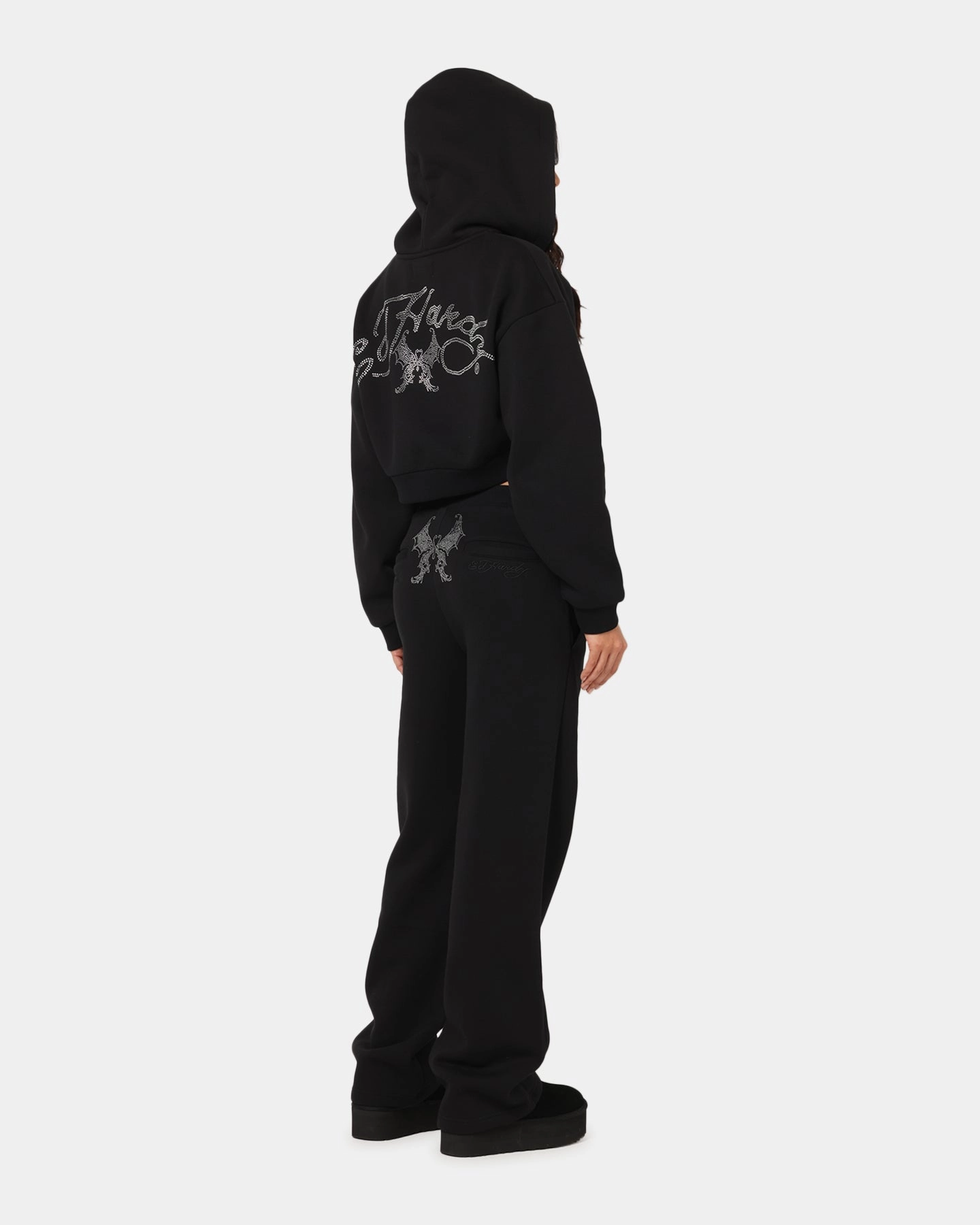 Ed Hardy Women's Butterfly Effect Hoodie Black Weekend Casual
