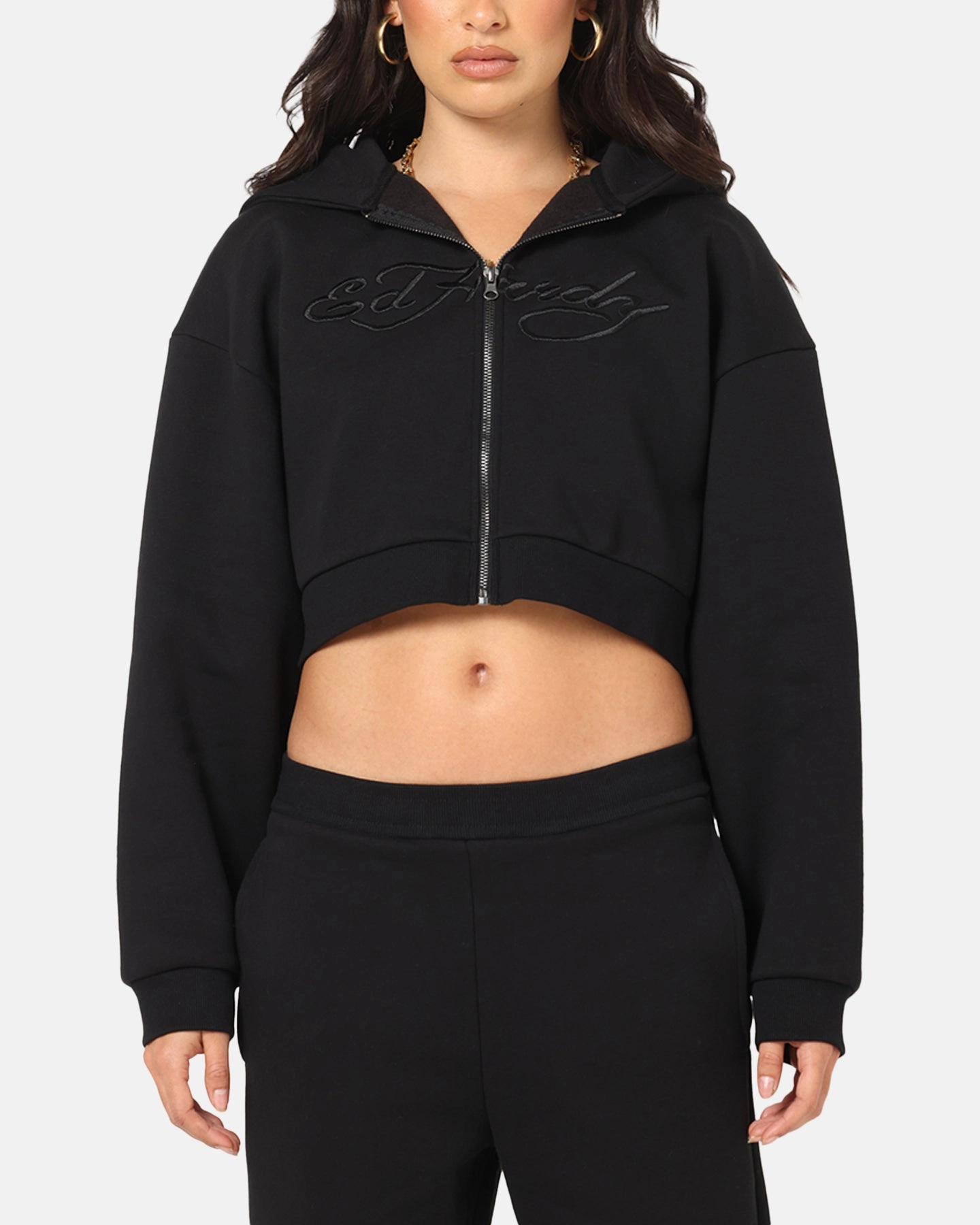 Ed Hardy Women's Butterfly Effect Hoodie Black Urban Utility