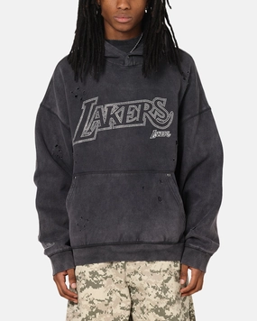 Mitchell & Ness Los Angeles Lakers Distressed Rhinestone Logo Hoodie Faded Black Peccary like