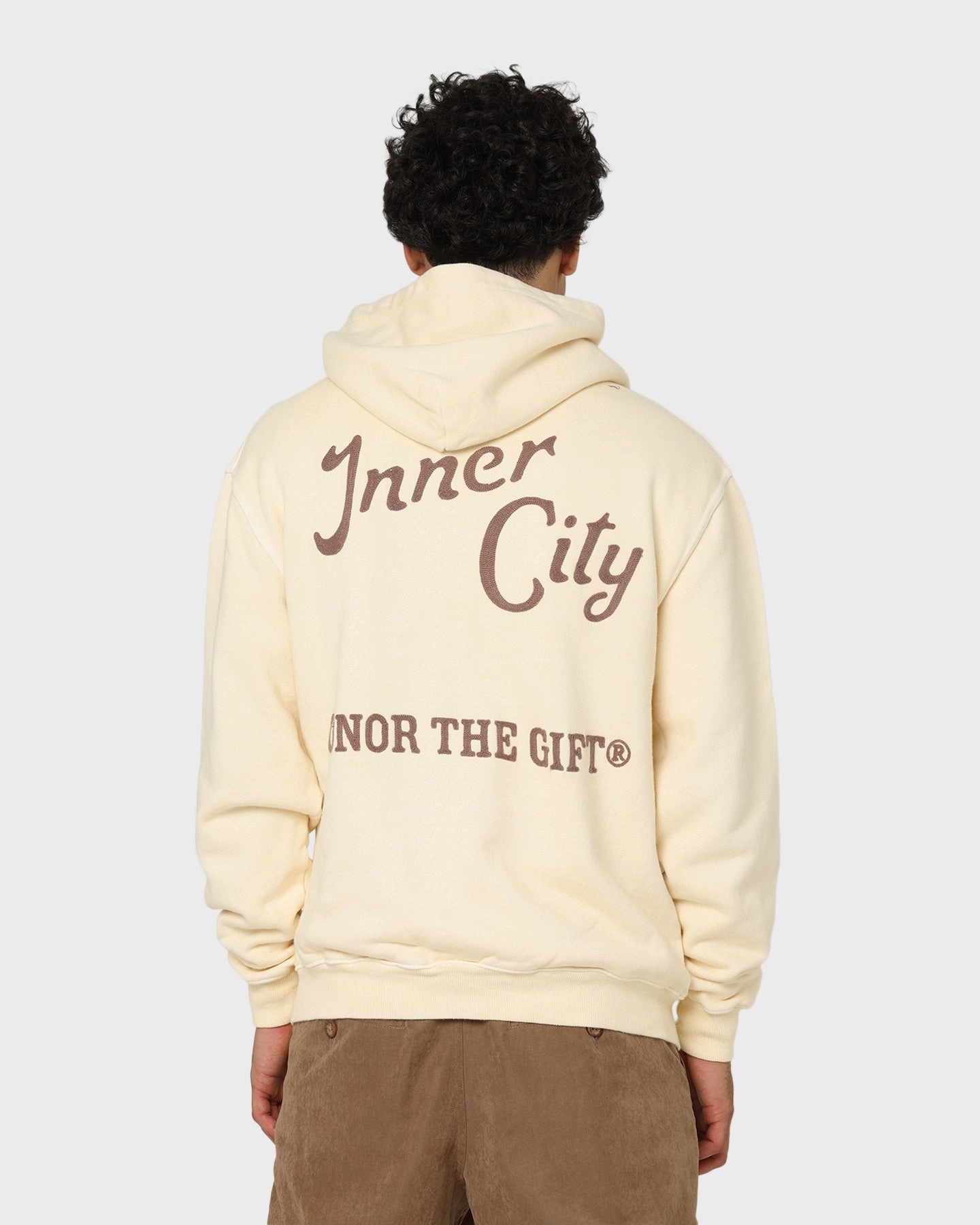 Honor The Gift Neighborhood Hoodie Cream Printed gym - goers