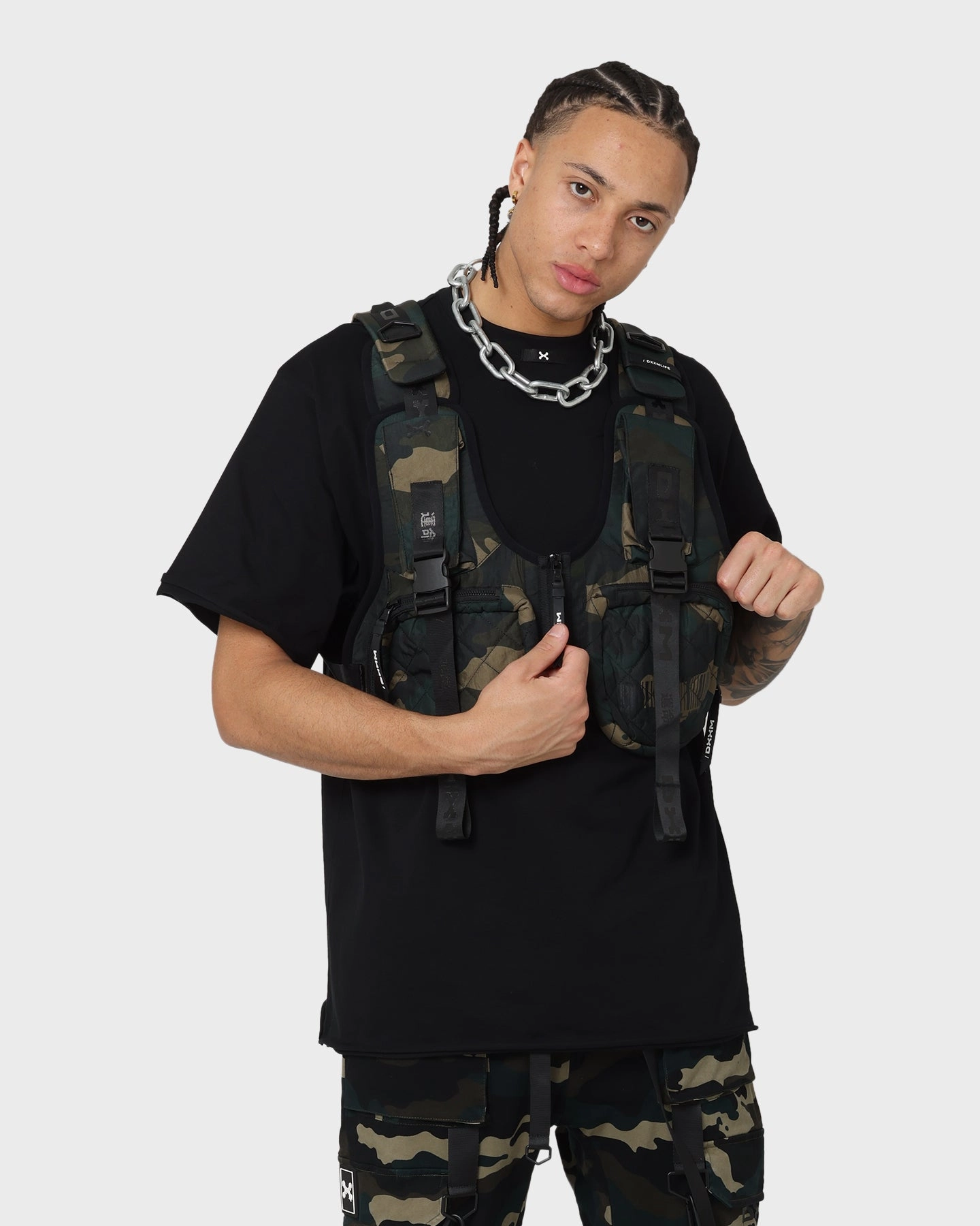 Brand Name Cozy Fit DXXMLIFE L-3 A Chain$aw Utility Vest Woodland Camo