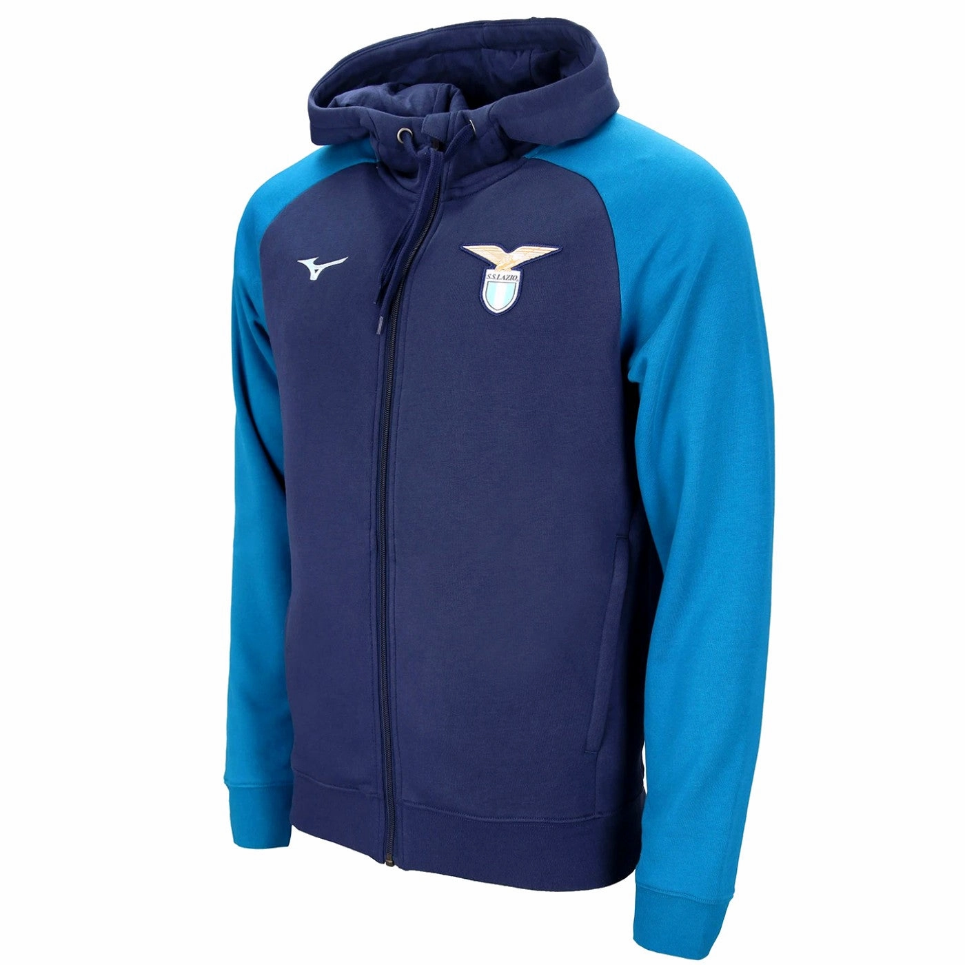 SS Lazio hooded casual presentation tracksuit 2024/25 navy - Mizuno snap closure