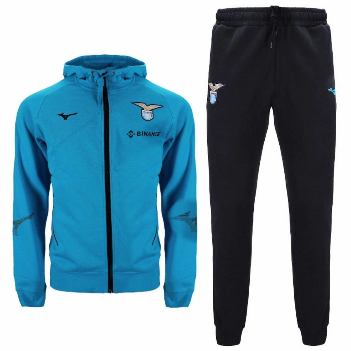 SS Lazio hooded cotton presentation tracksuit 2022/23 light blue - Mizuno Flexible Activewear