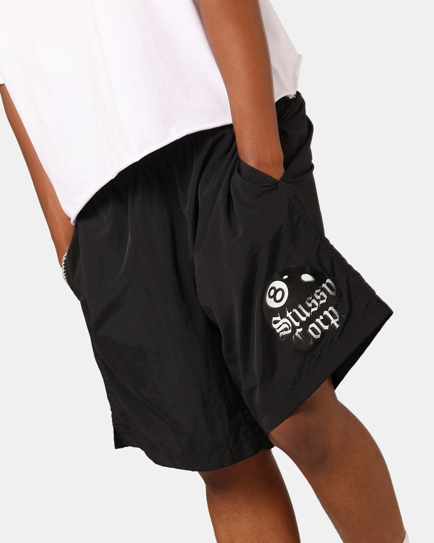 Summer Wear Tactile Feedback Loops St??ssy 8 Ball Corp Nylon Shorts Black