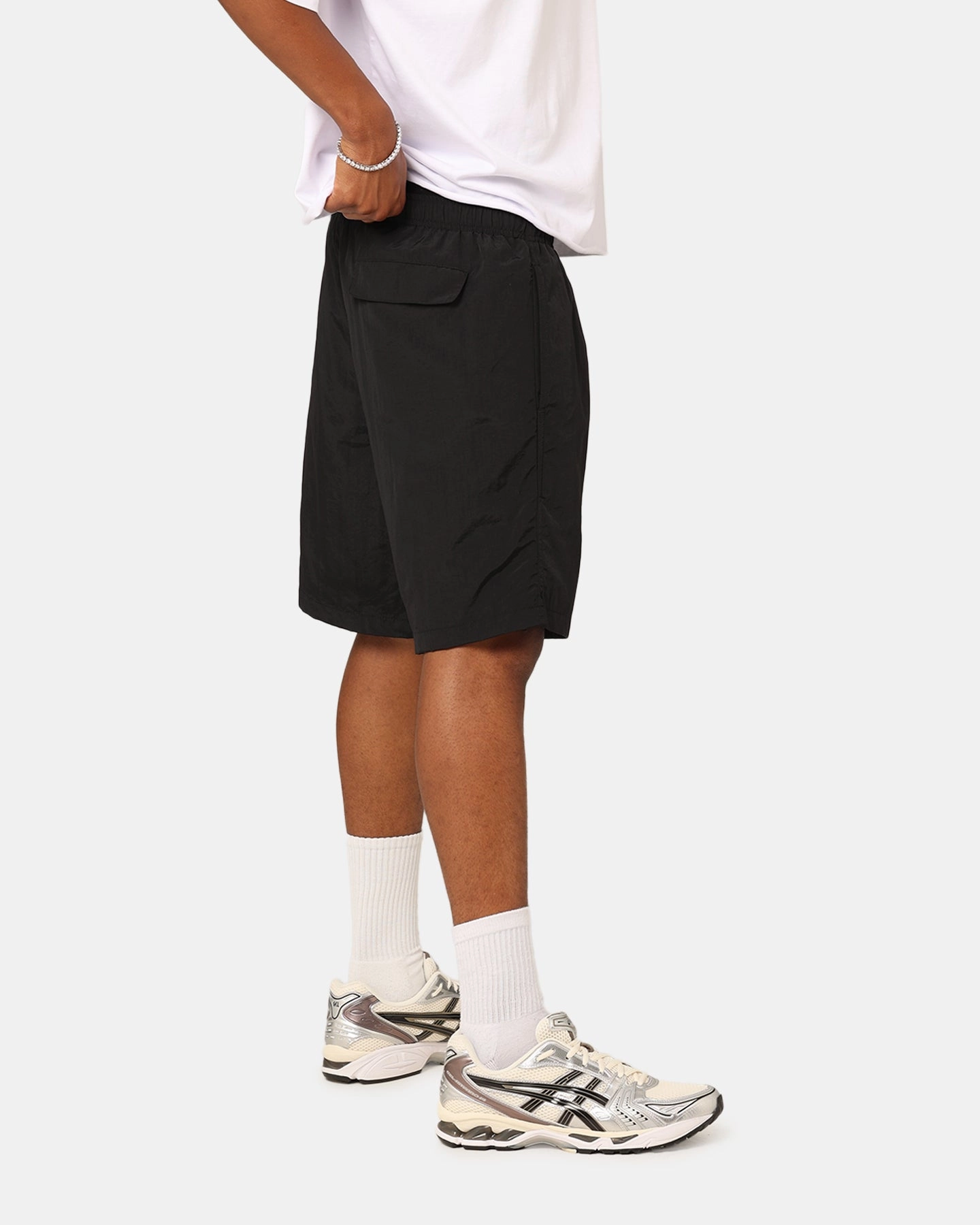 St??ssy 8 Ball Corp Nylon Shorts Black high - rise