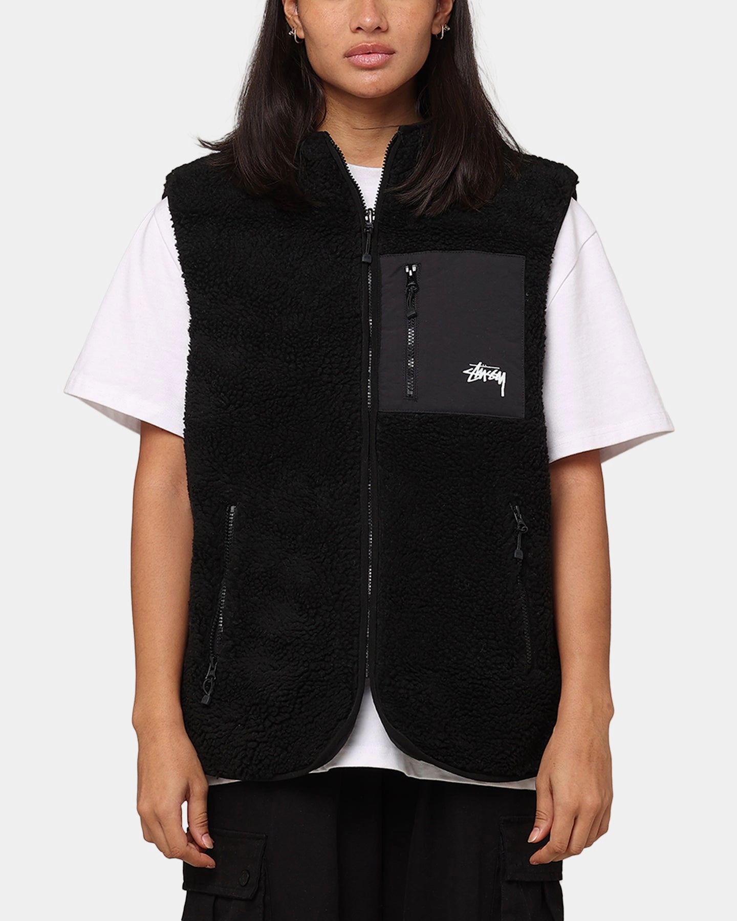 suitable for formal meetings St??ssy 8 Ball Sherpa Reversible Vest Black