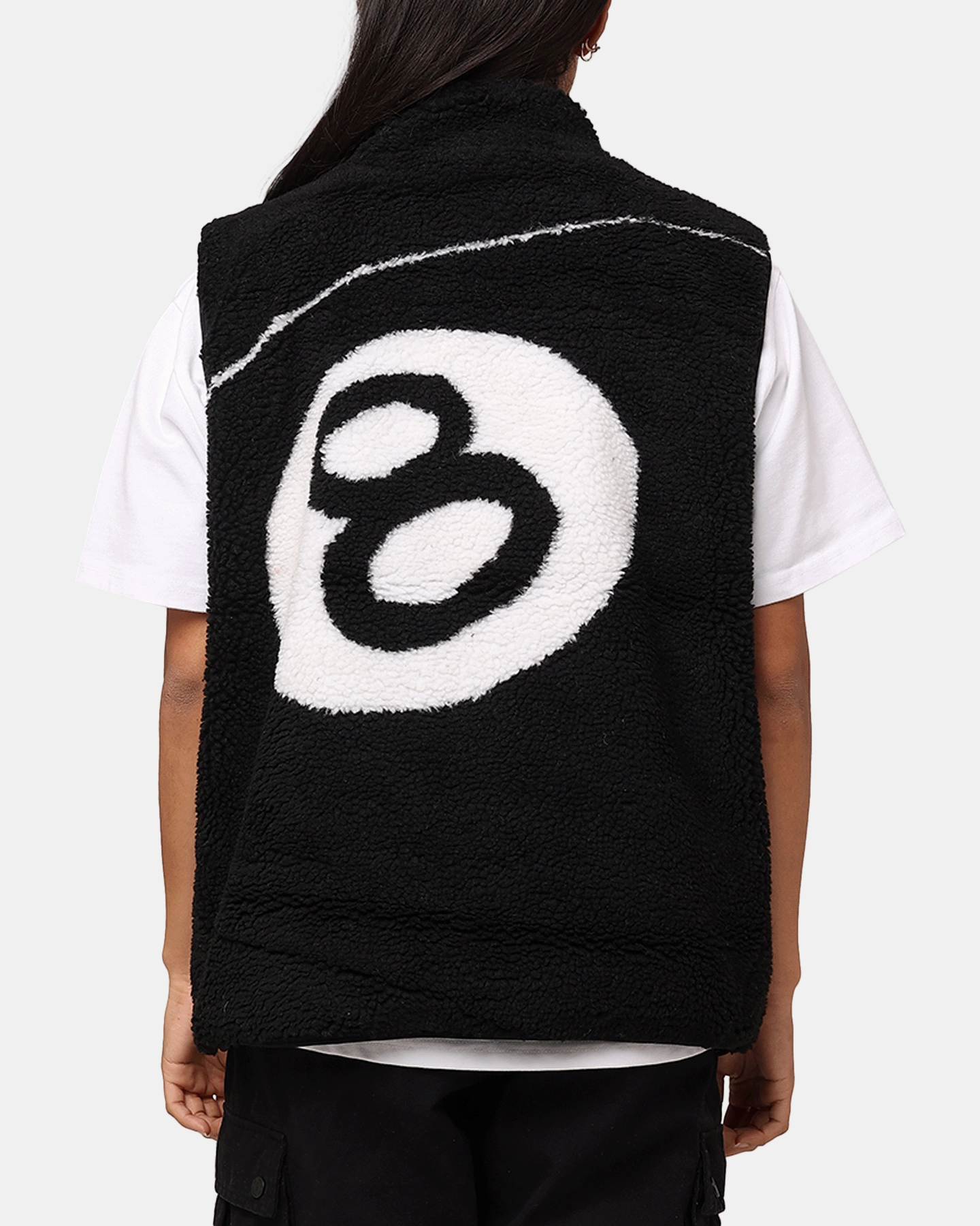 suitable for business trips St??ssy 8 Ball Sherpa Reversible Vest Black