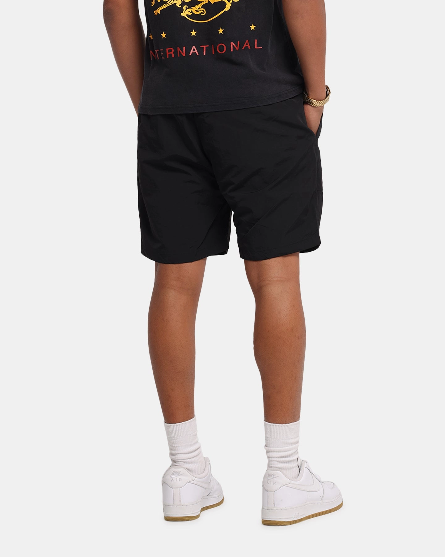 The Anti Order Reverse Logo Nylon Shorts Black Biodegradable Material Option