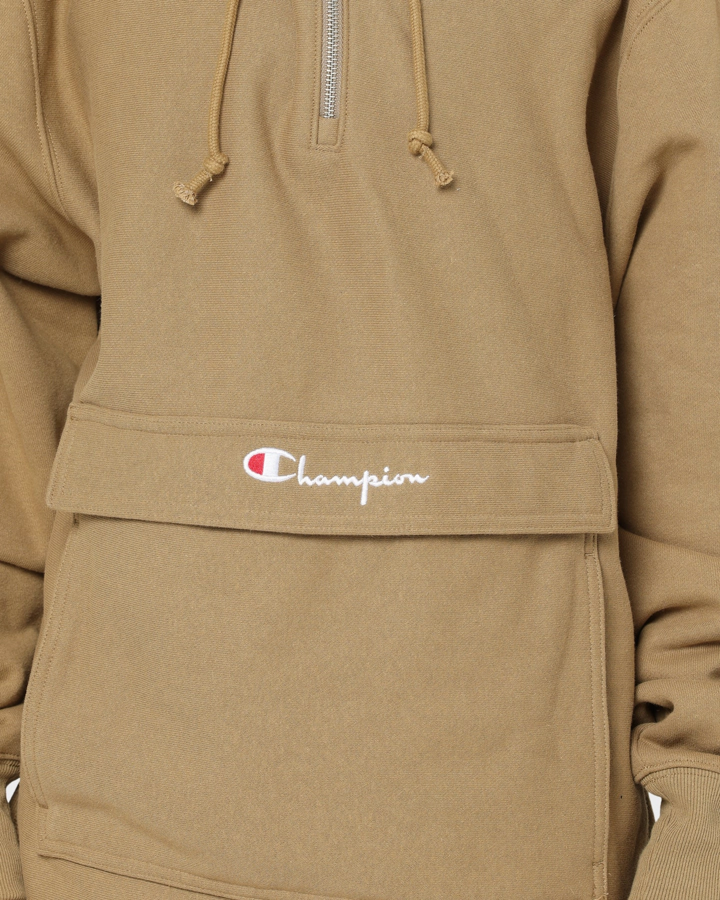 Champion Reverse Weave Boxy Anorak Hoodie Whole Wheat Khaki Flexible Mobility
