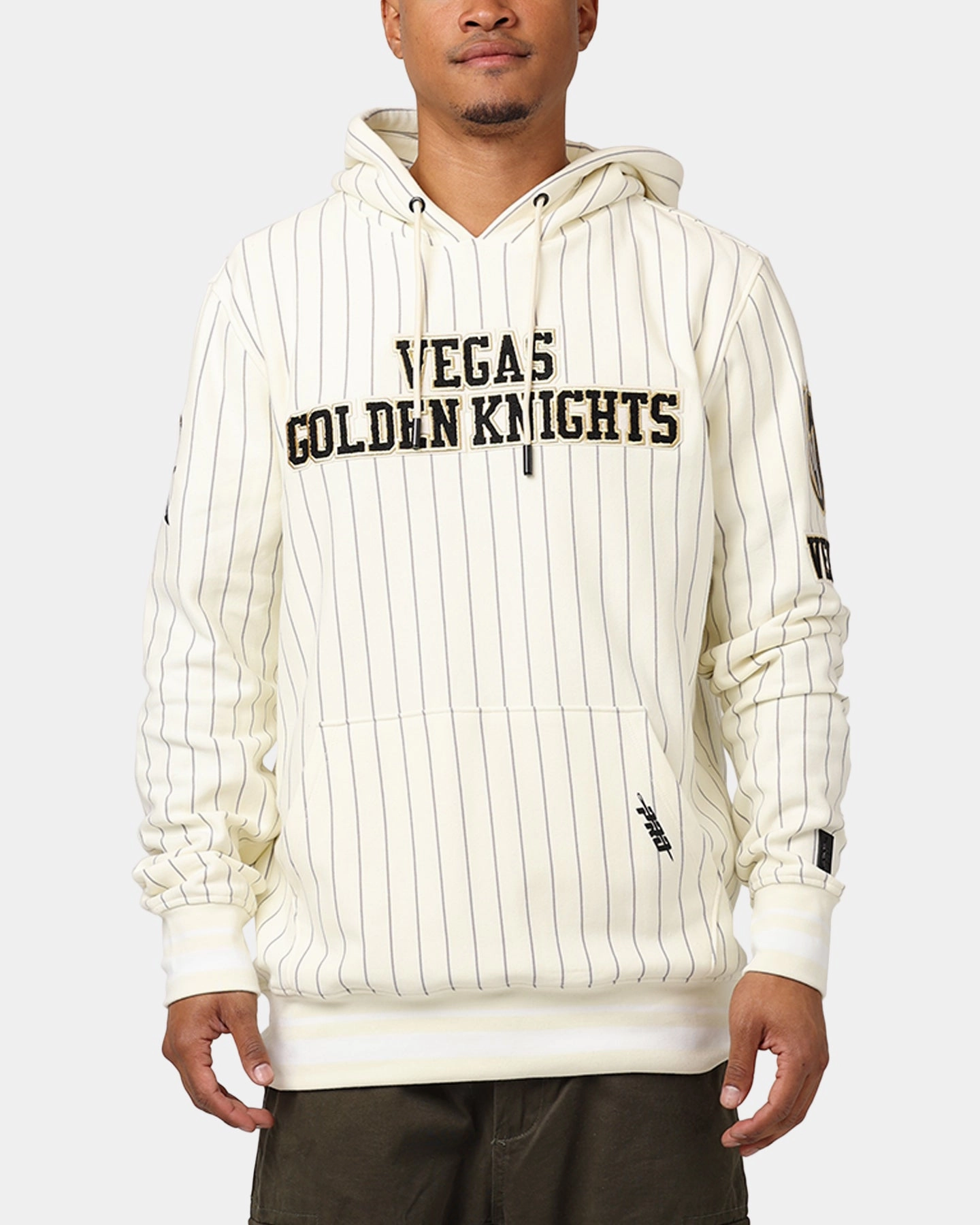 Pro Standard Vegas Golden Knights Pinstripe Hoodie Eggshell/Yellow Polyester Smooth Feel