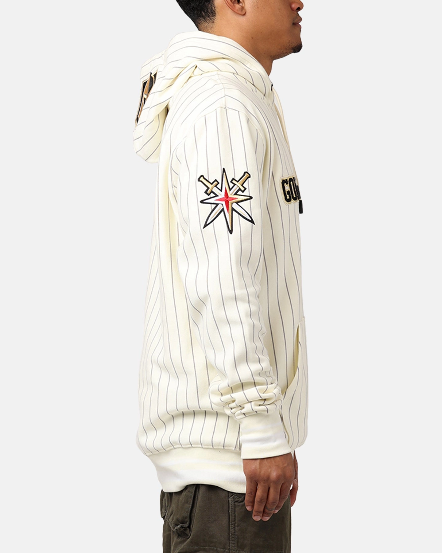 Recycled Polyester Blend Pro Standard Vegas Golden Knights Pinstripe Hoodie Eggshell/Yellow