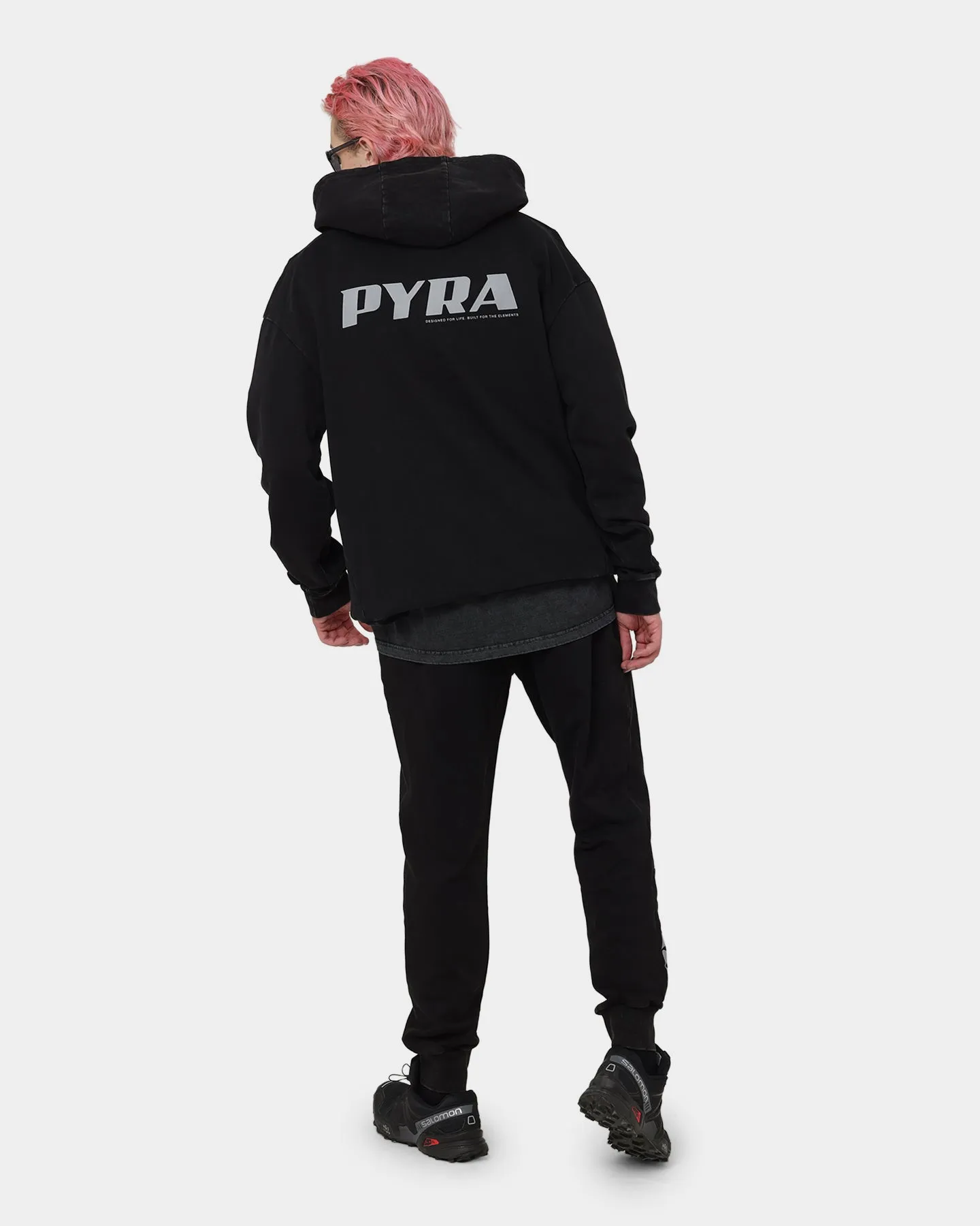 PYRA Elevation Vintage Hoodie Vintage Black Polyester Multi Panel Construction