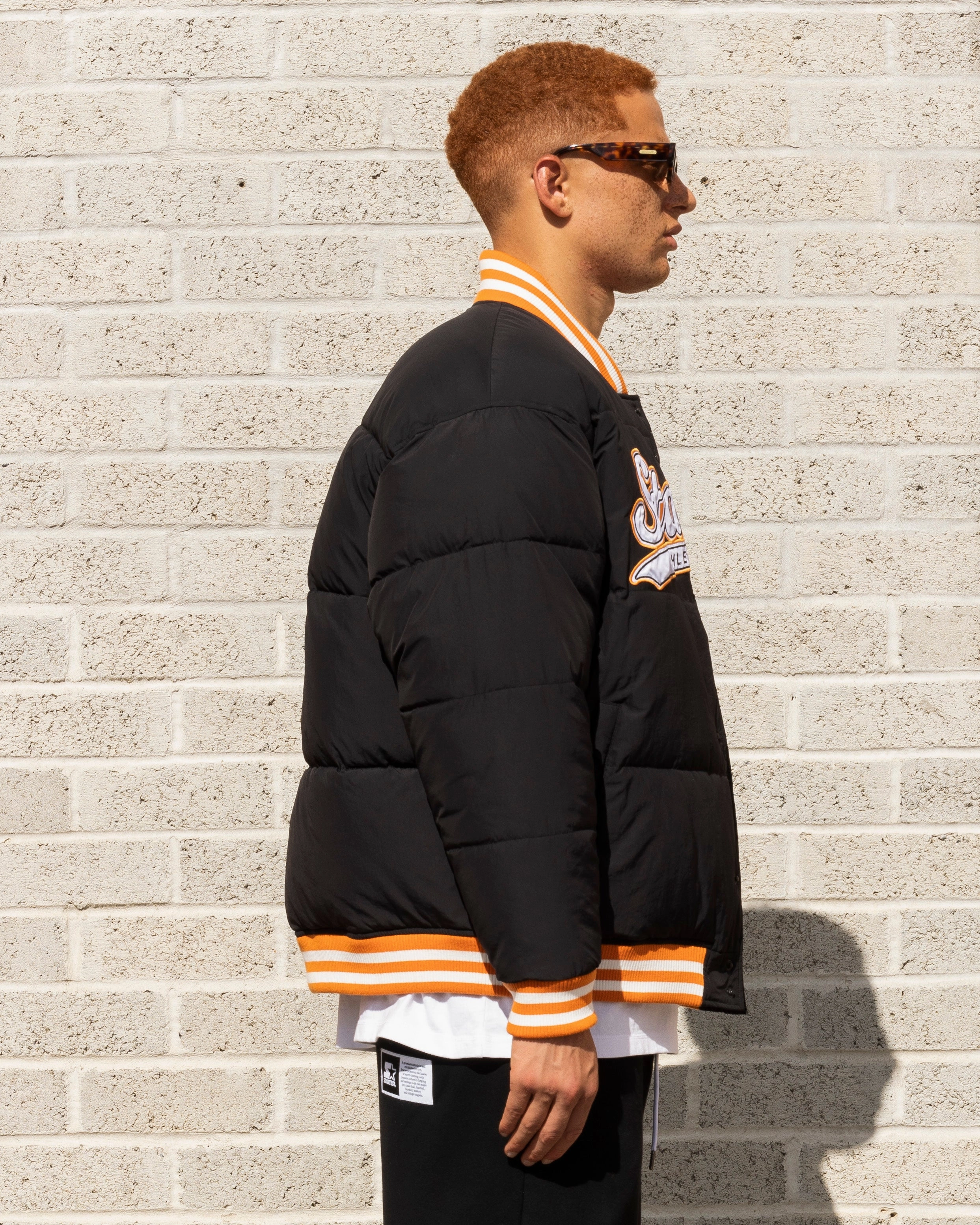 Fashion Shield Variable Baffle Sizing Starter Athletic Bomber Jacket Black