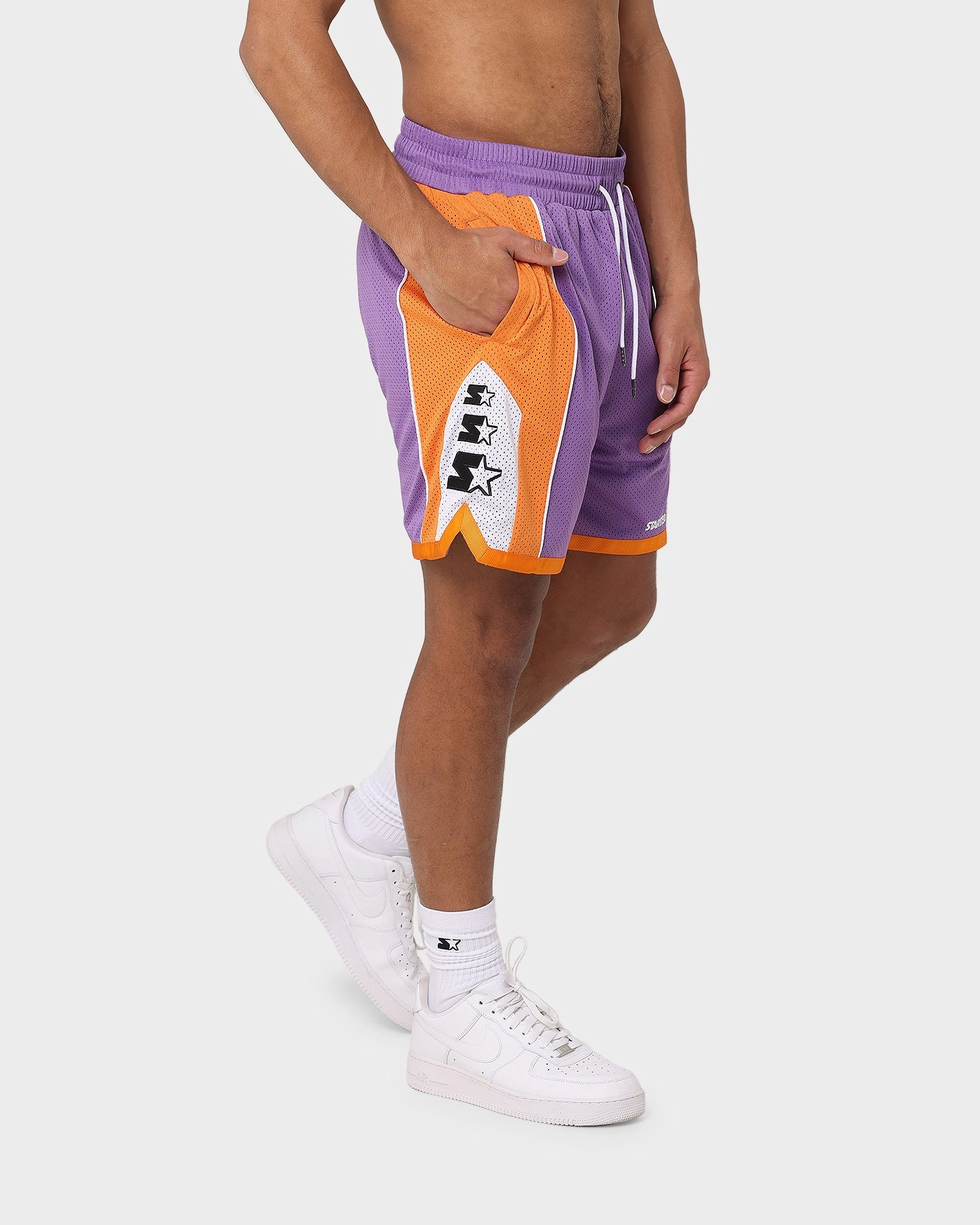 HighBackRise stain resistant coating Starter Downtown Basketball Shorts Purple