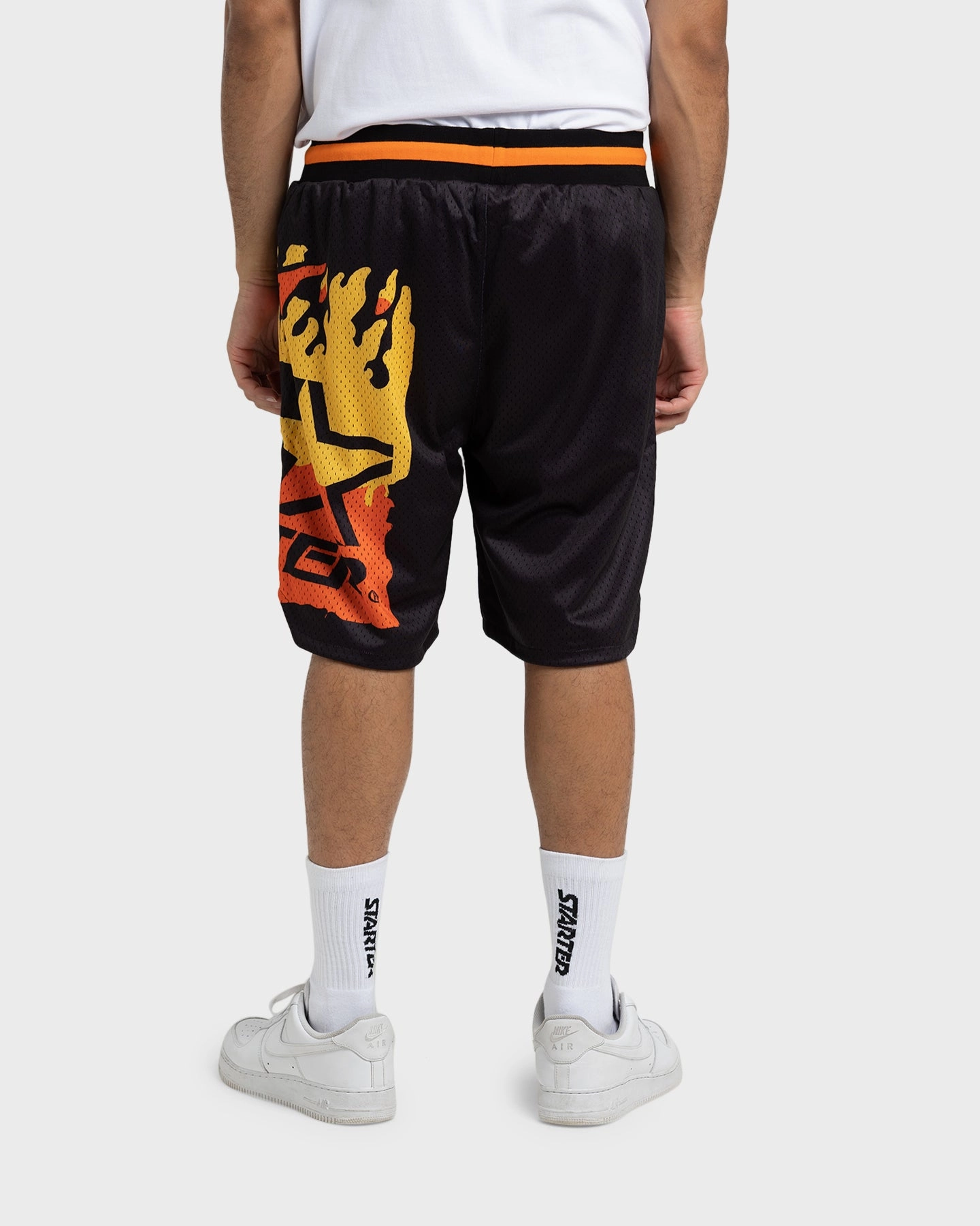 Starter Hot Fire Basketball Shorts Black Glide On Waist System
