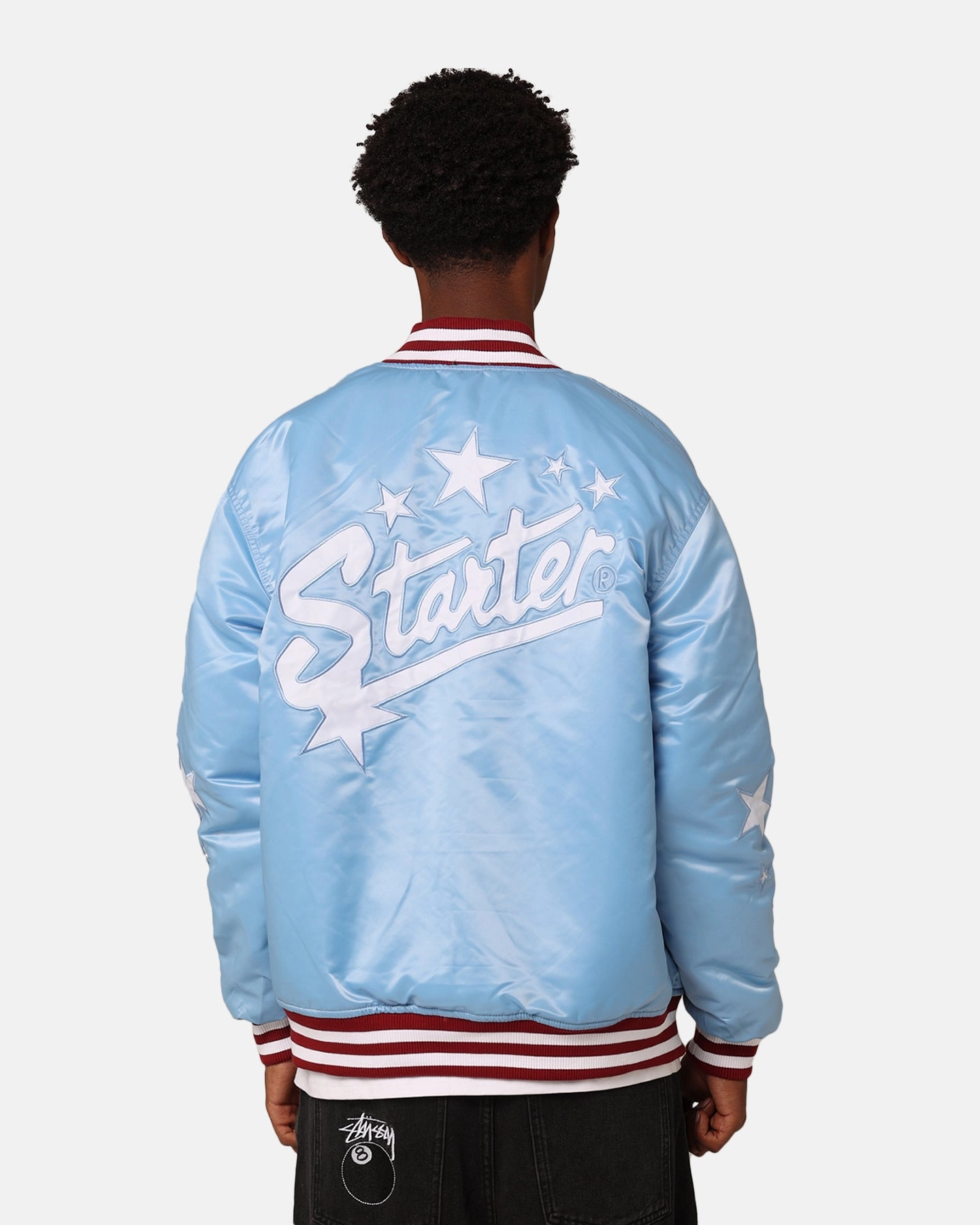 Windproof Jacket Starter Reversible Star Bomber Jacket Maroon/Blue