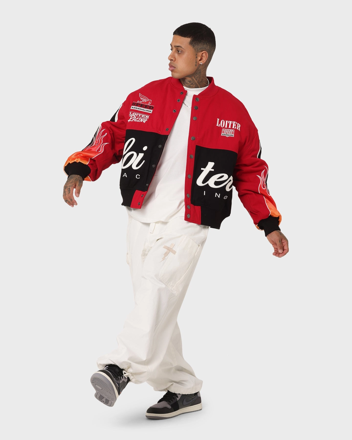 Loiter Daytona Motor Jacket Red suitable for dance parties Breathable Lining