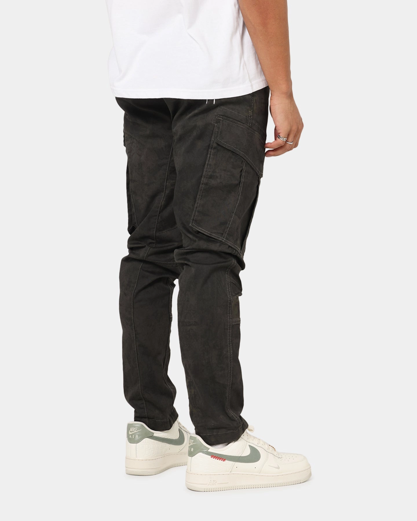 Saint Morta Distressed Cargo Pants Black SoftCottonBlend Water Resistant