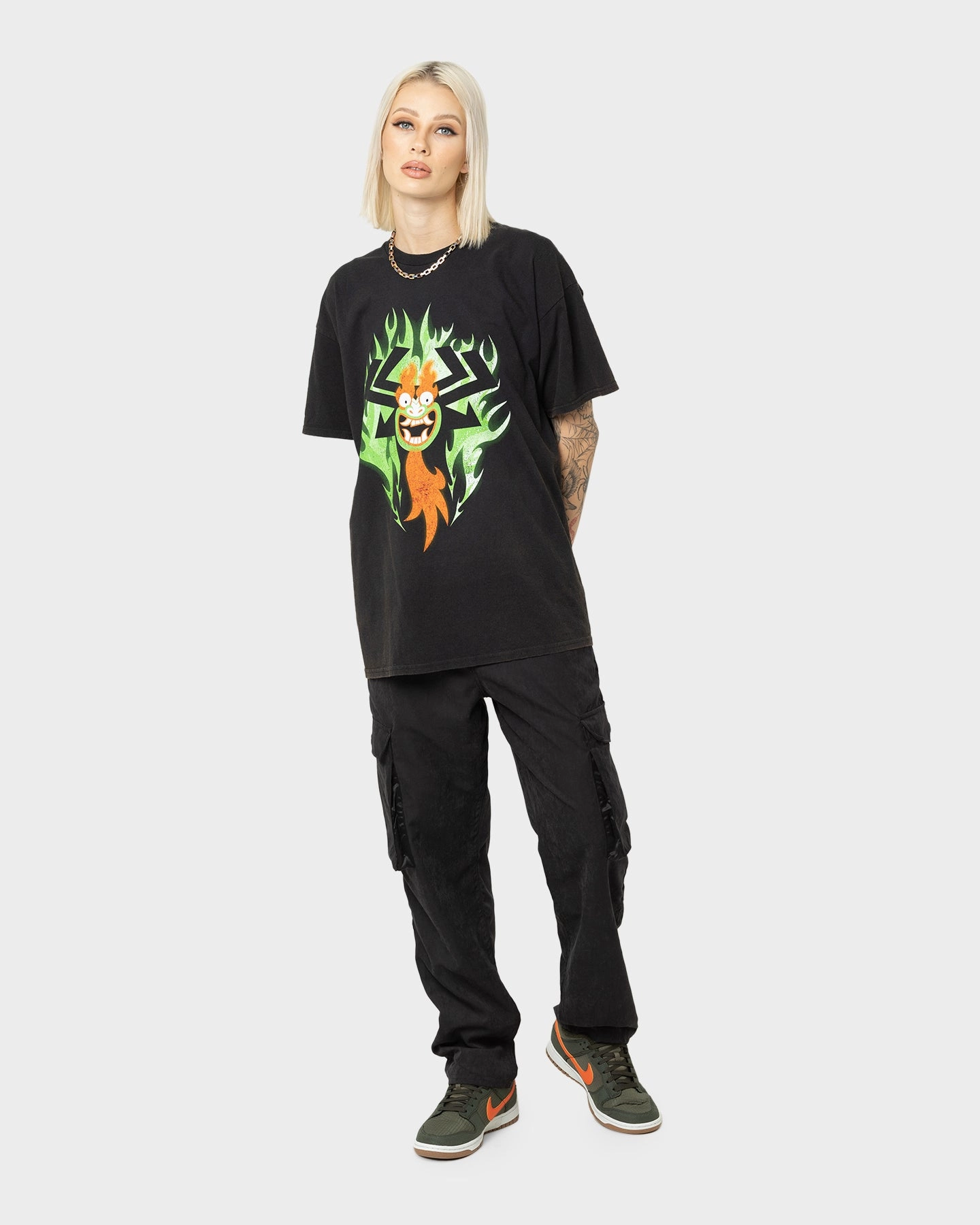 Modern Design Low Impact Manufacturing American Thrift X Samurai Jack Aku T-Shirt Black Wash