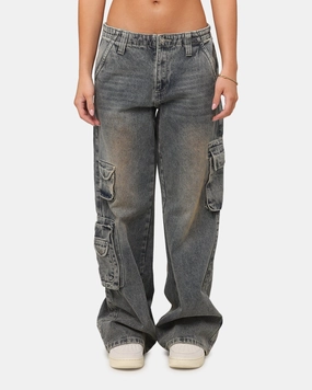 Stylish Comfort High-waisted fit XXIII Women's Corporal Cargo Jeans Vintage Blue