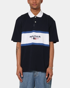 Nautica 83-Flag Block Polo T-Shirt Dark Navy Casual Friday Corporate Event