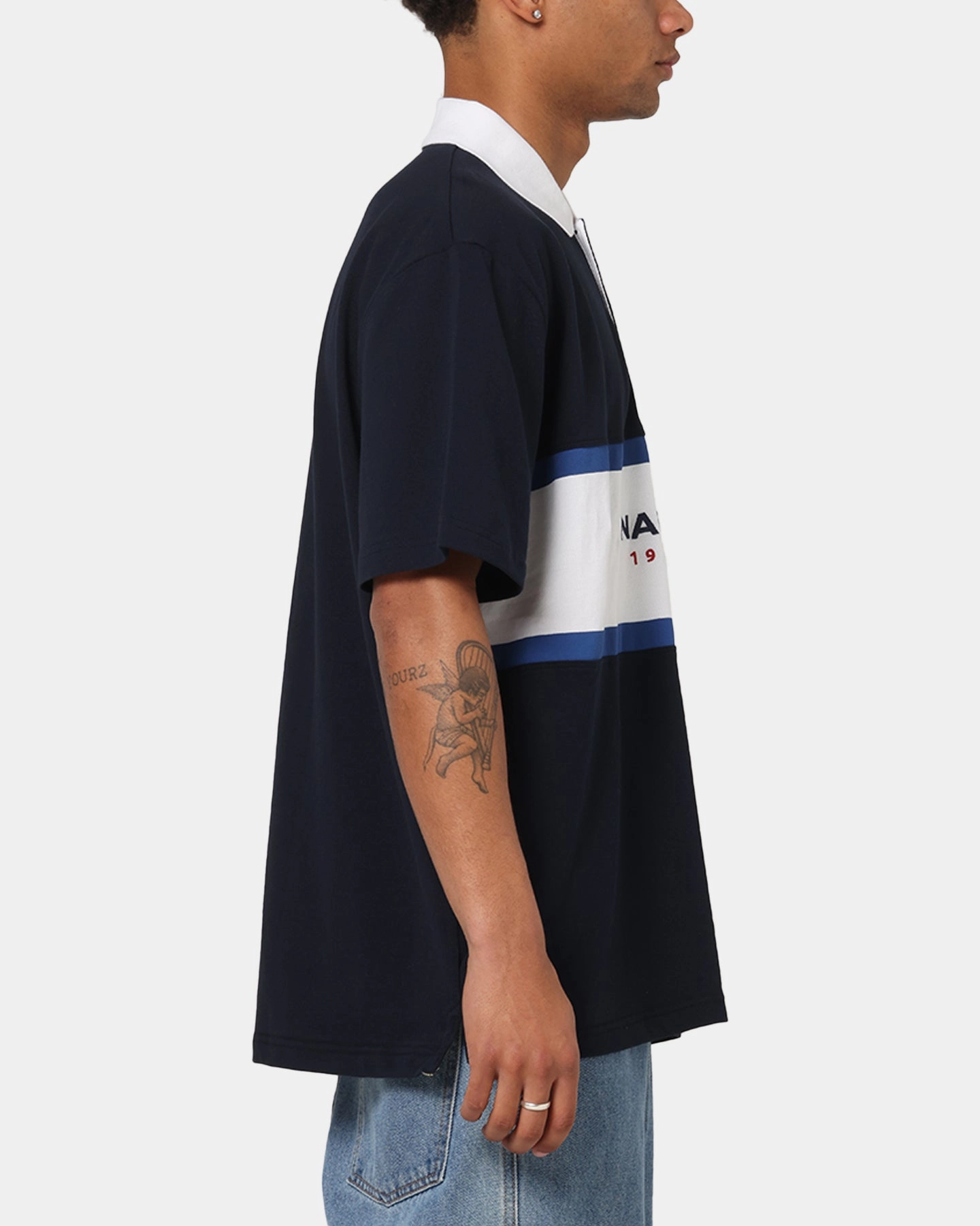 Nautica 83-Flag Block Polo T-Shirt Dark Navy Summer Vacation Layered Collar Structure