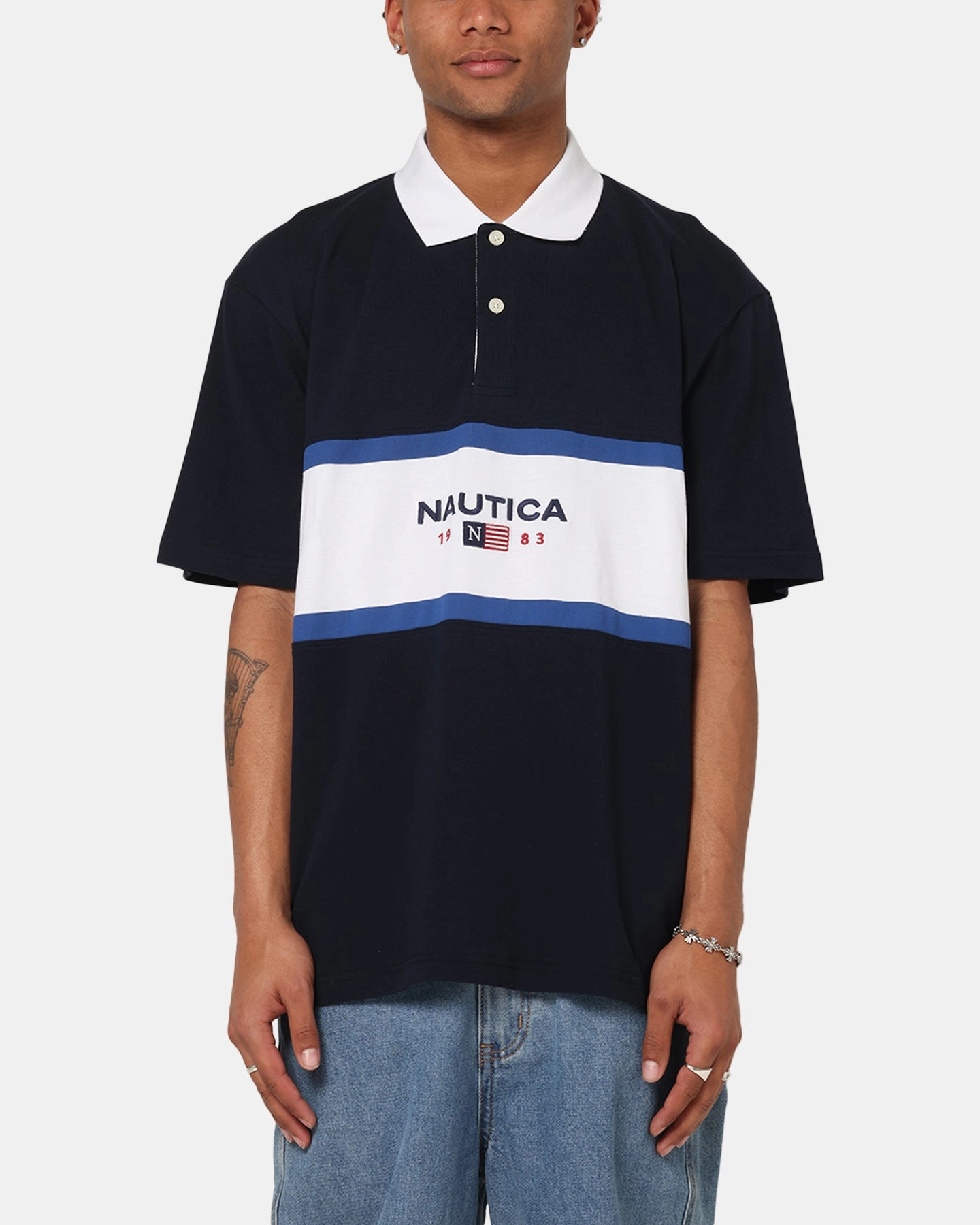 Nautica 83-Flag Block Polo T-Shirt Dark Navy Casual Friday Corporate Event