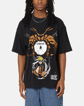 Trendy Vibe 73 Studio X Naruto Shippuden Uzamaki Vintage T-Shirt Black Acidwash