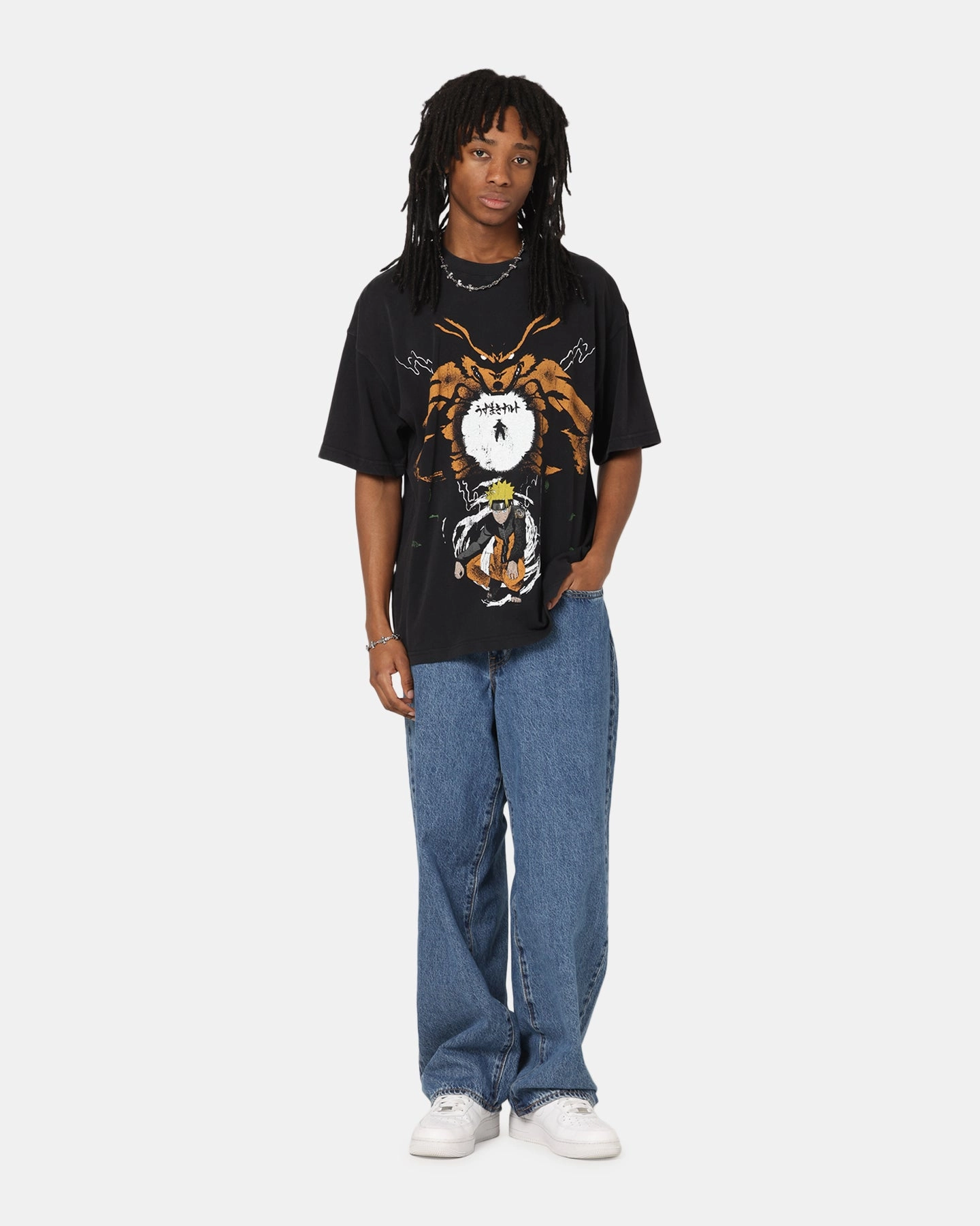 73 Studio X Naruto Shippuden Uzamaki Vintage T-Shirt Black Acidwash Minimal Outfit