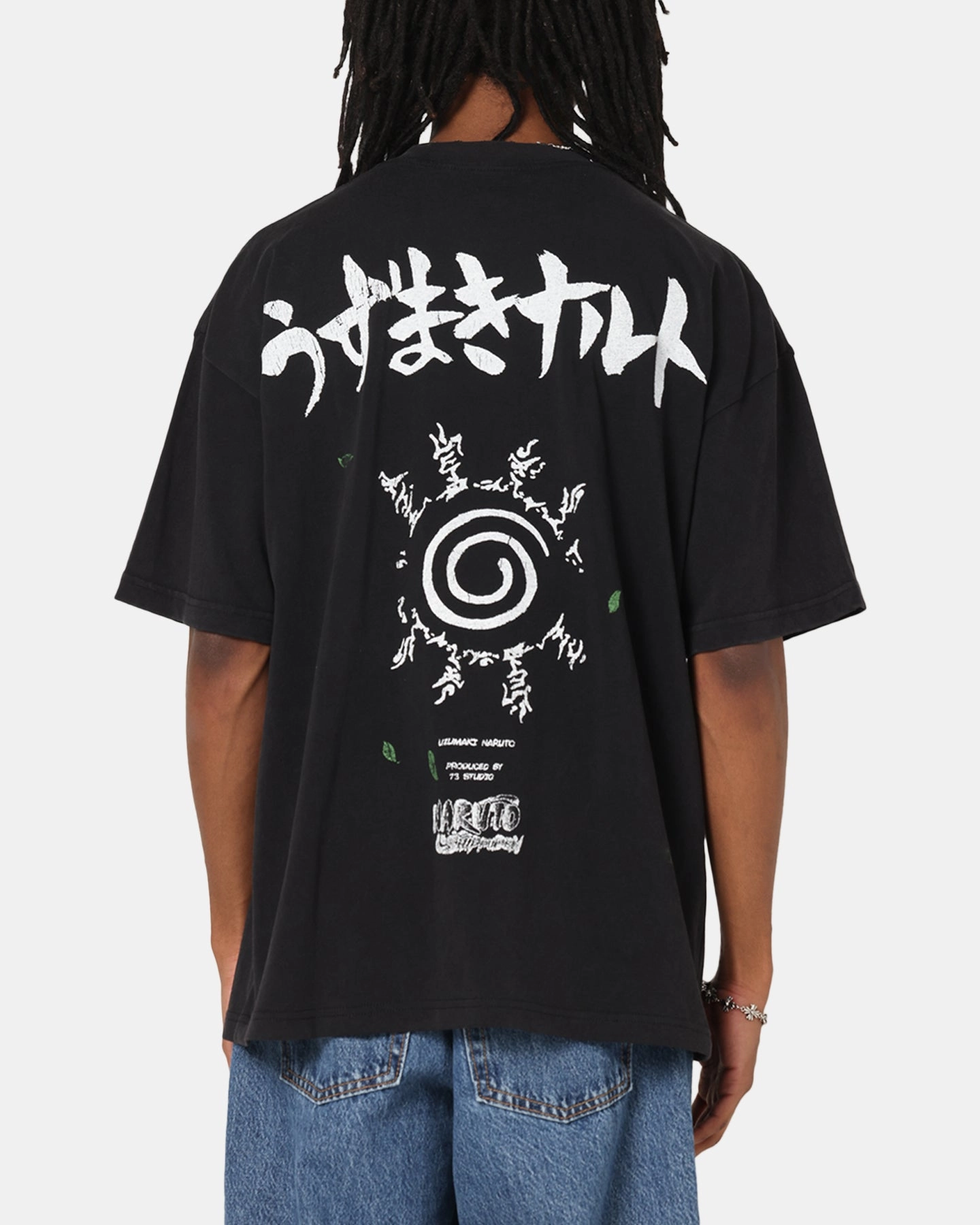 73 Studio X Naruto Shippuden Uzamaki Vintage T-Shirt Black Acidwash Seasonal Comfort Bohemian freedom