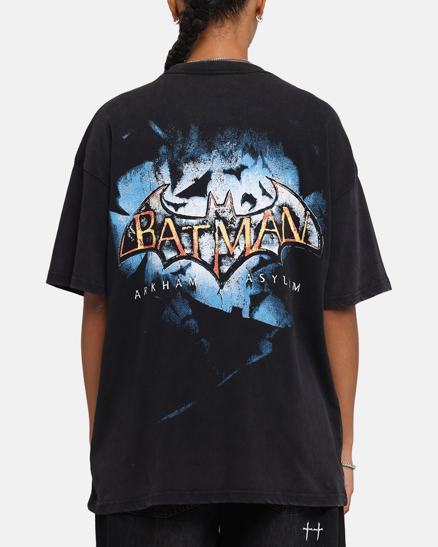 Pilling Resistant Finish Everyday Top 73 Studio X DC Batman Arkham Asylum Vintage T-Shirt Black Acidwash