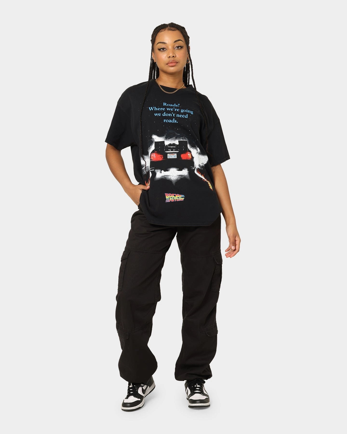 MoistureWickingFabric Water Based Ink Print American Thrift X Back To The Future Back To The Future 1 Vintage T-Shirt Washed Black