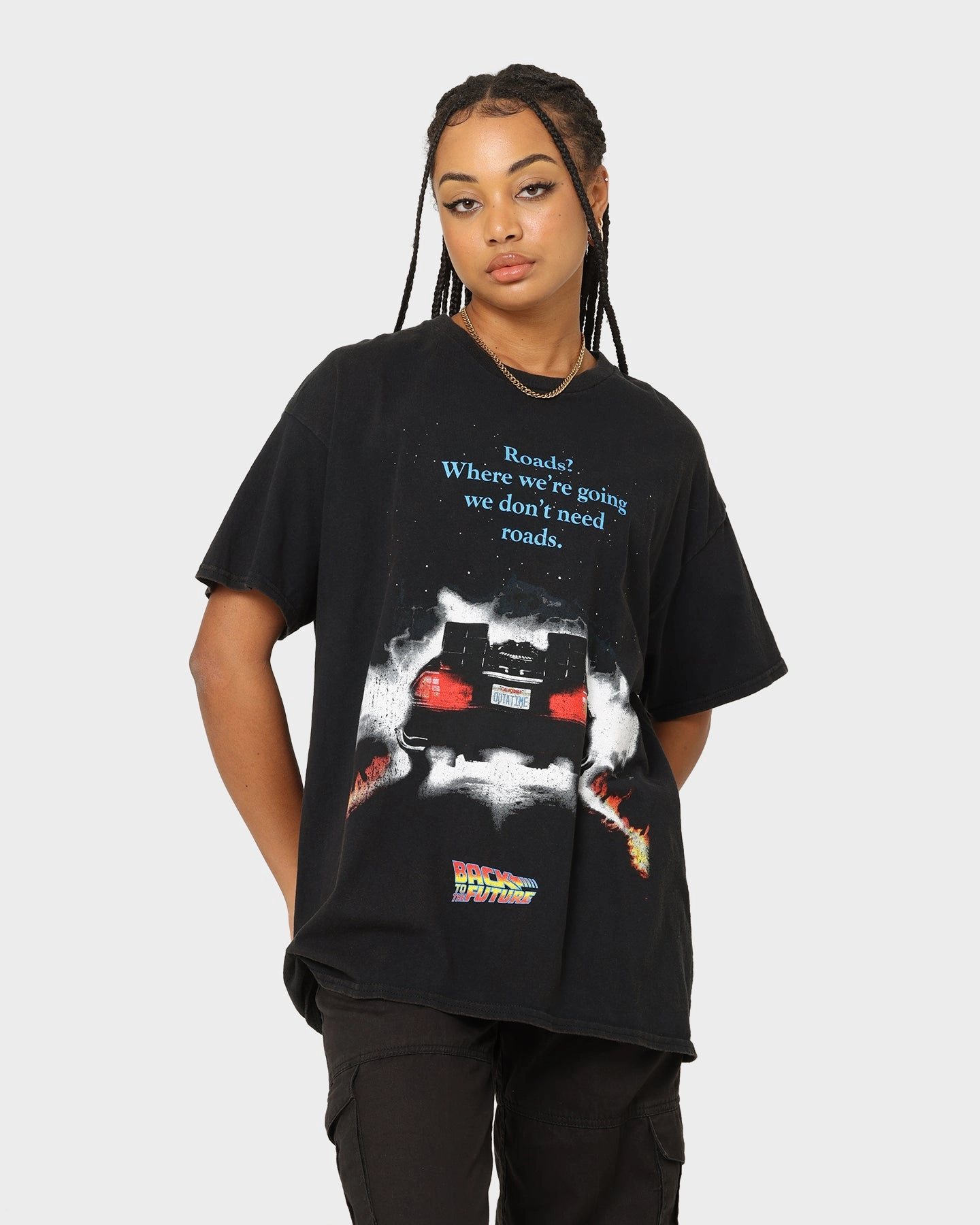 American Thrift X Back To The Future Back To The Future 1 Vintage T-Shirt Washed Black Urban Smart Layering Options