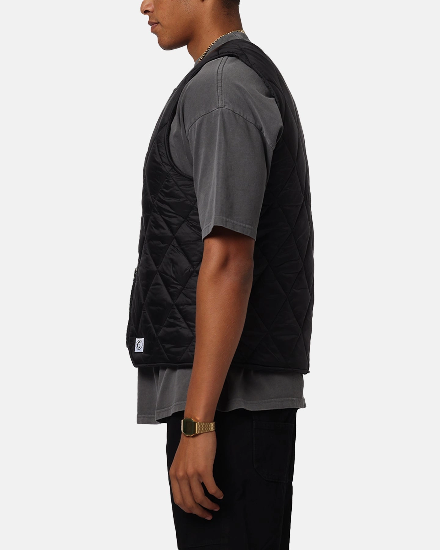 AbrasionResistant Athletic Fit Carre Quilted Vest Black