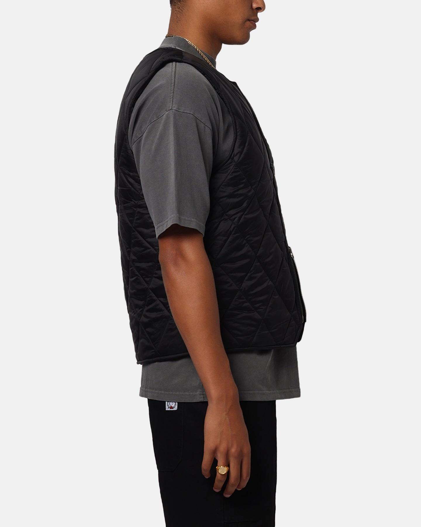 Convertible Design Carre Quilted Vest Black